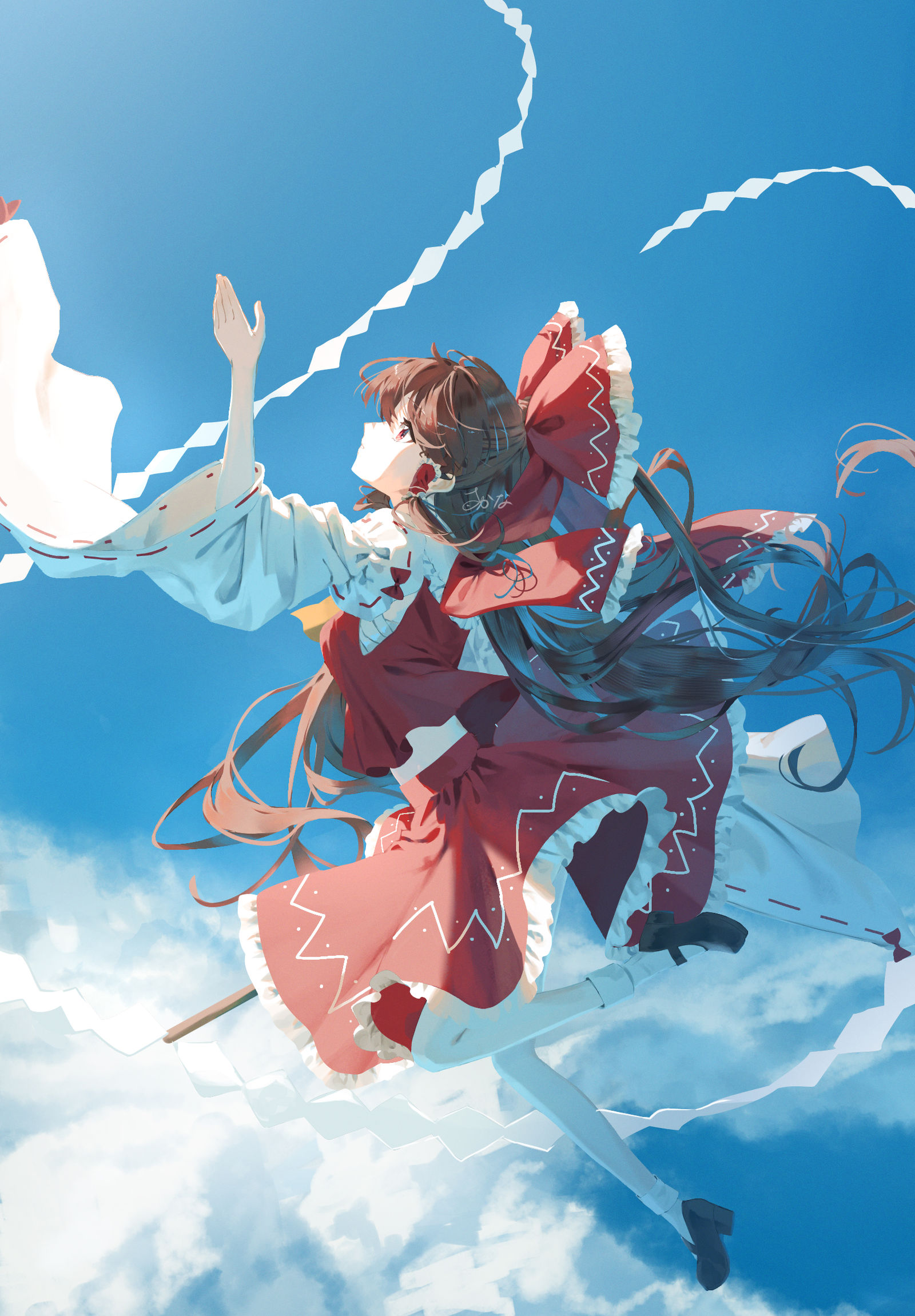 空に見惚れた少女插画图片壁纸