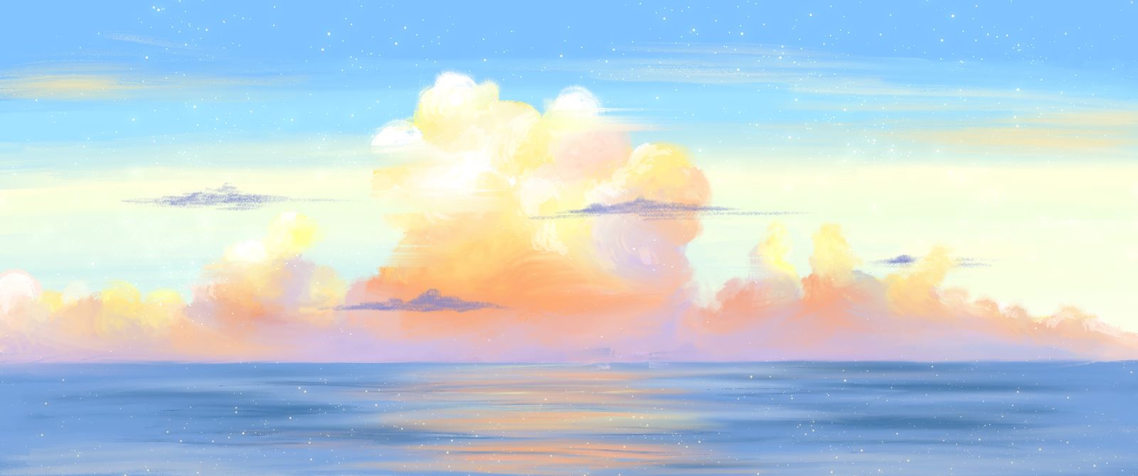 梦幻天空-梦幻插画云朵