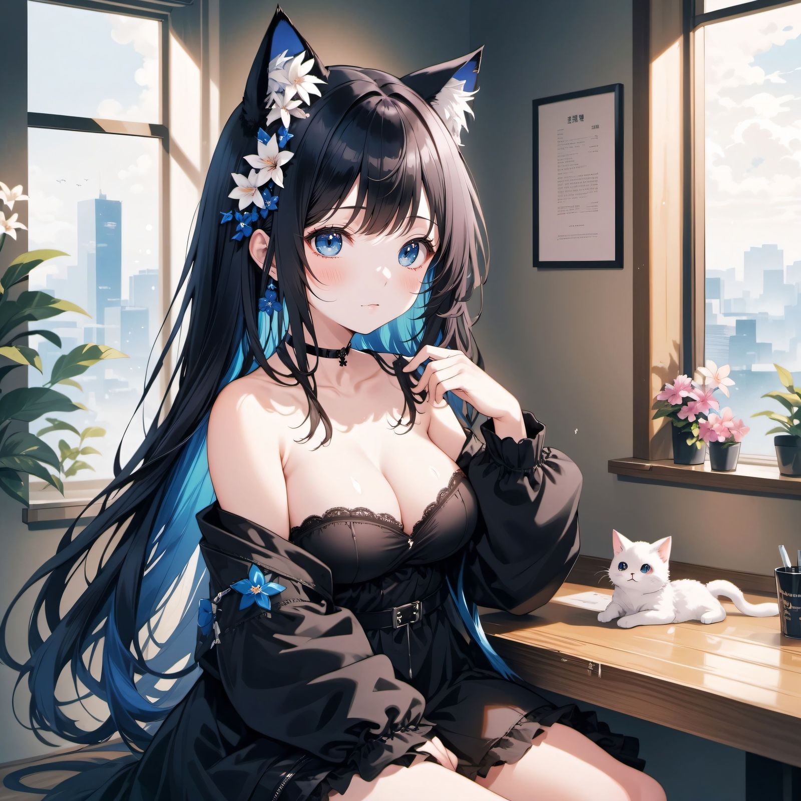 《黑衣少女与白猫的夏日悖论》头像同人高清图
