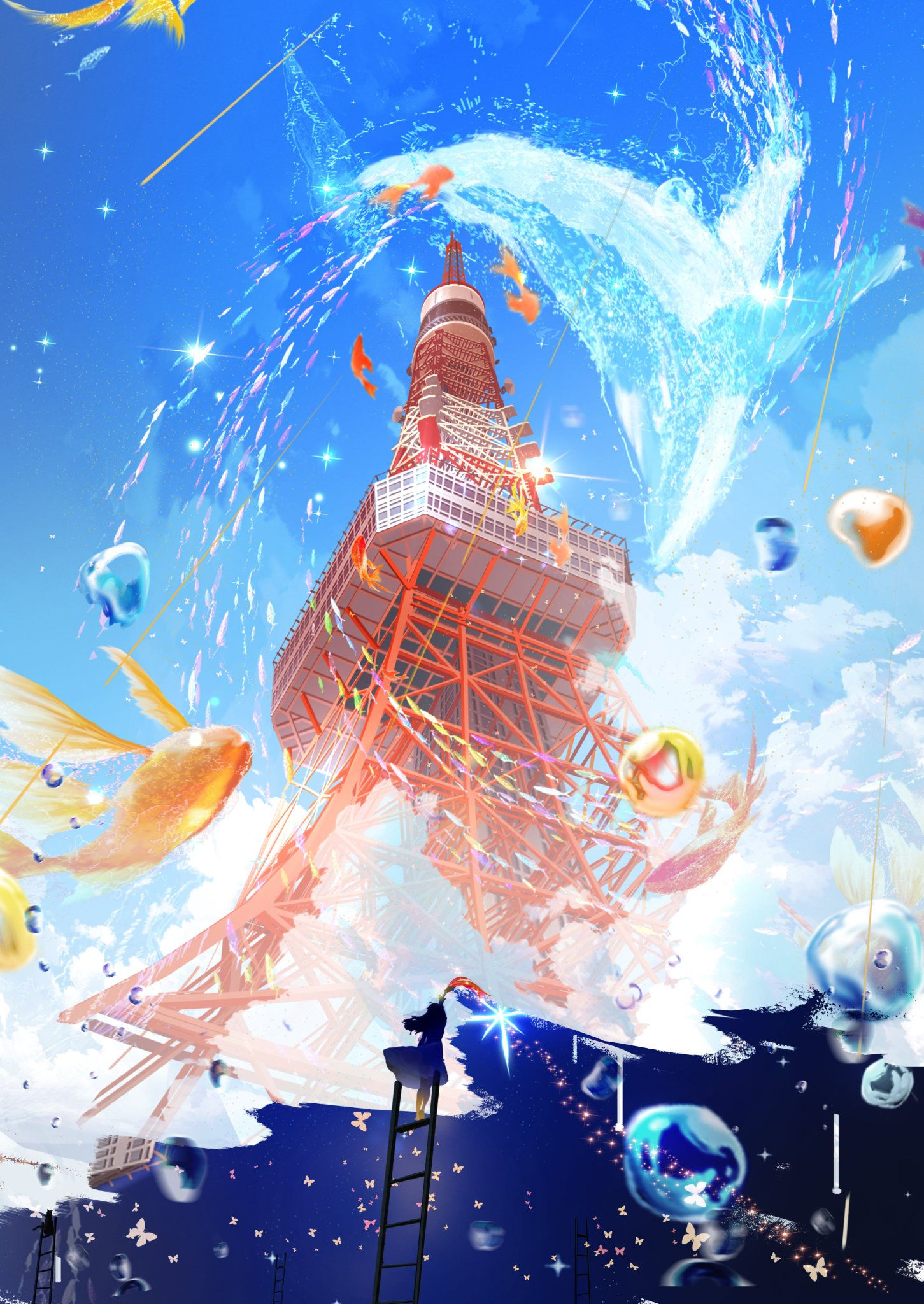 未来の東京タワーを描く-時の画家- #イラスト插画图片壁纸