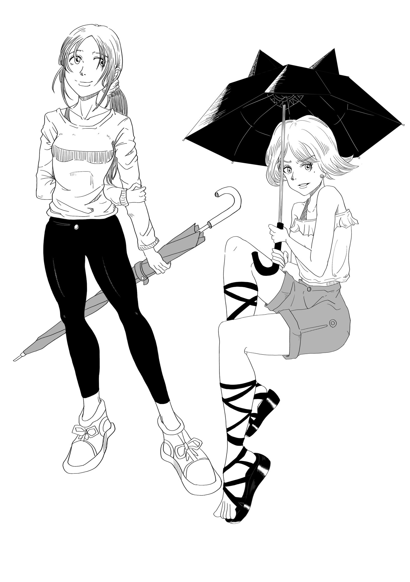 黑白练习05-持伞黑白