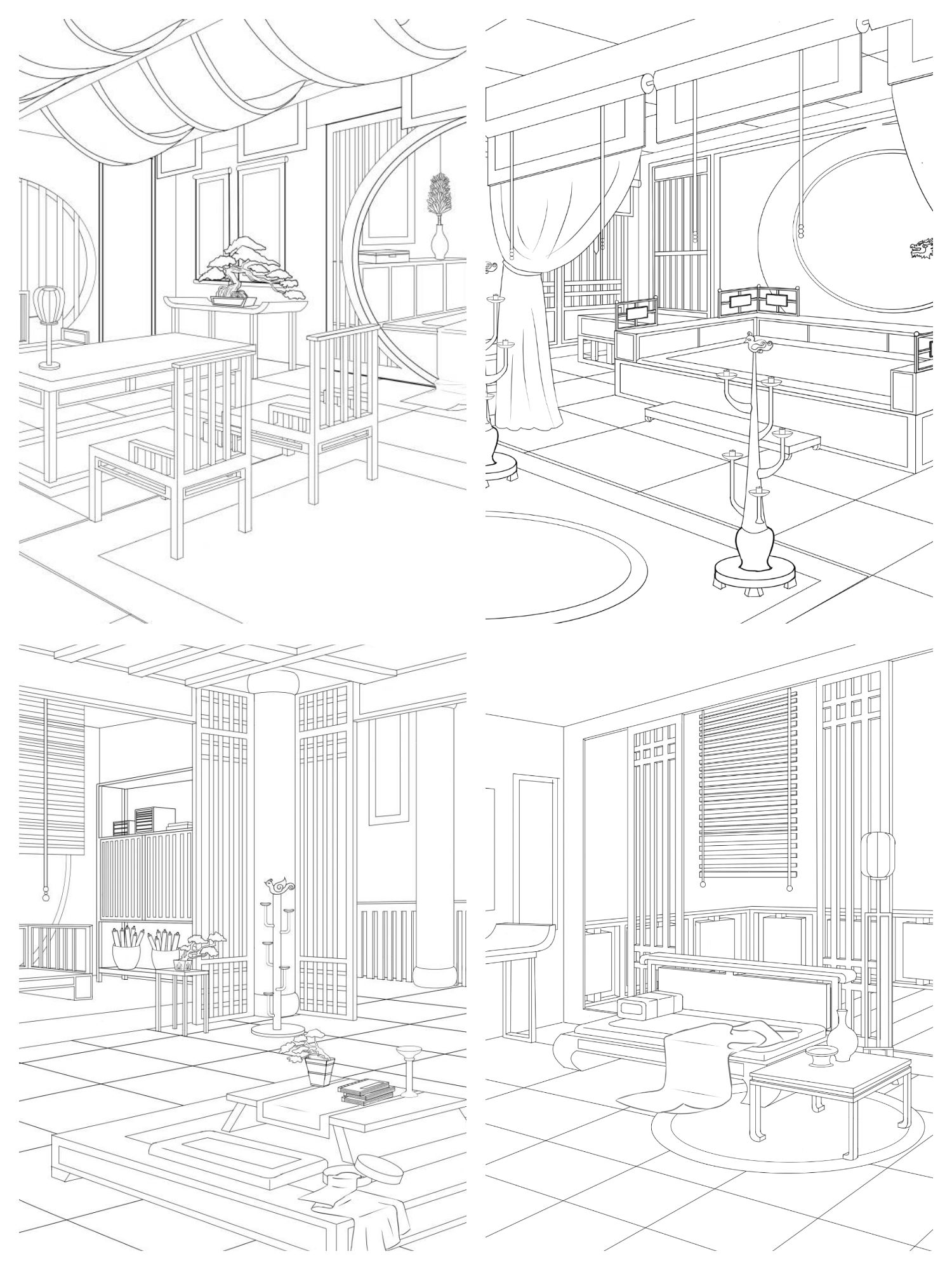 场景线稿插画图片壁纸