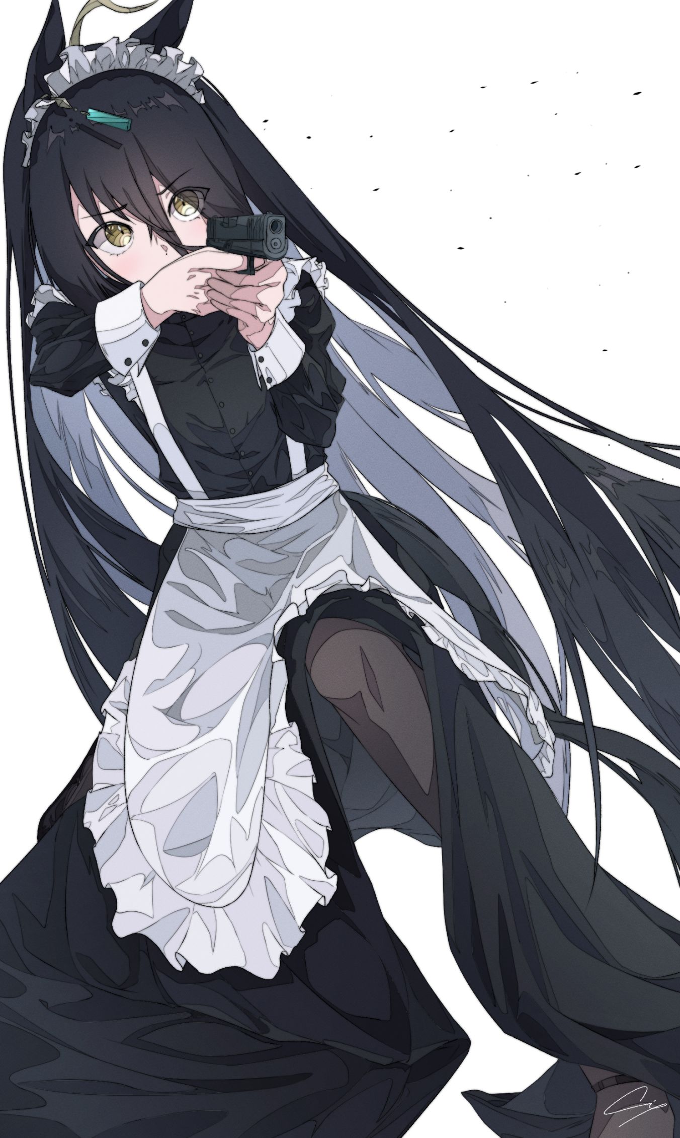 メイド+銃插画图片壁纸