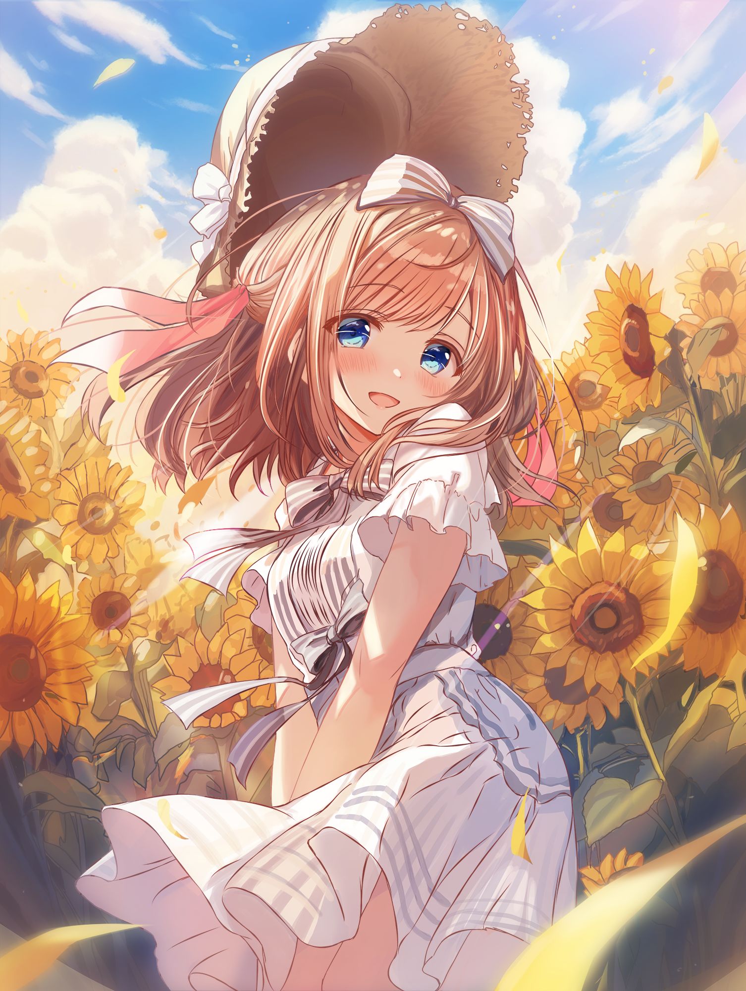 夏ひまわり幼馴染插画图片壁纸