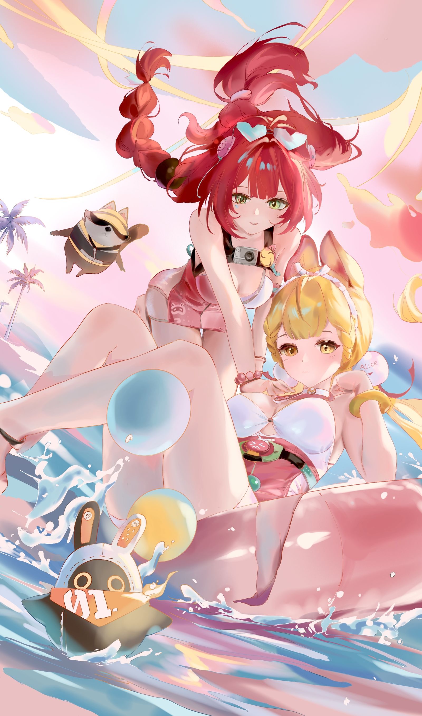 粉红夏日插画图片壁纸