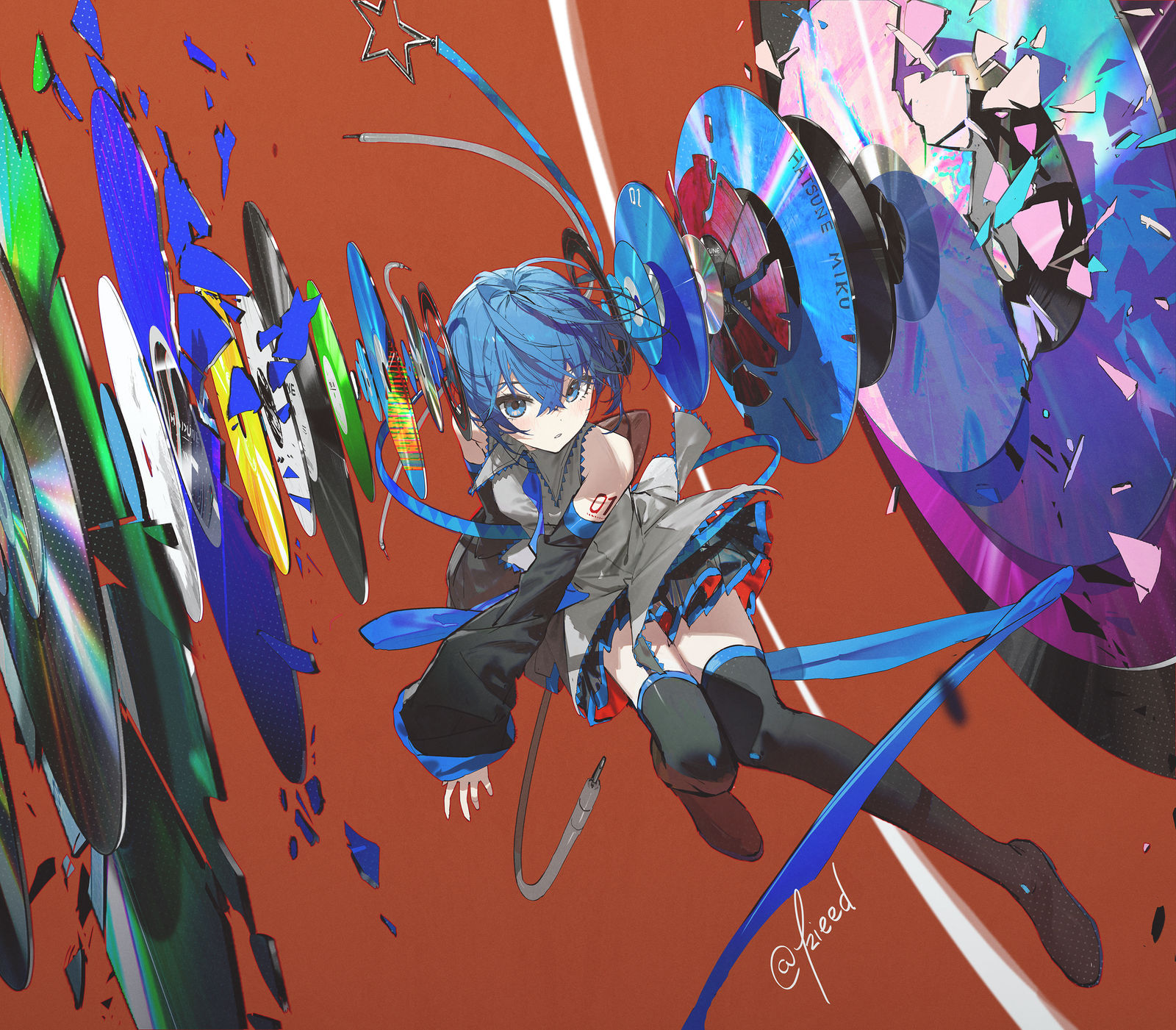 黑胶碟片miku插画图片壁纸