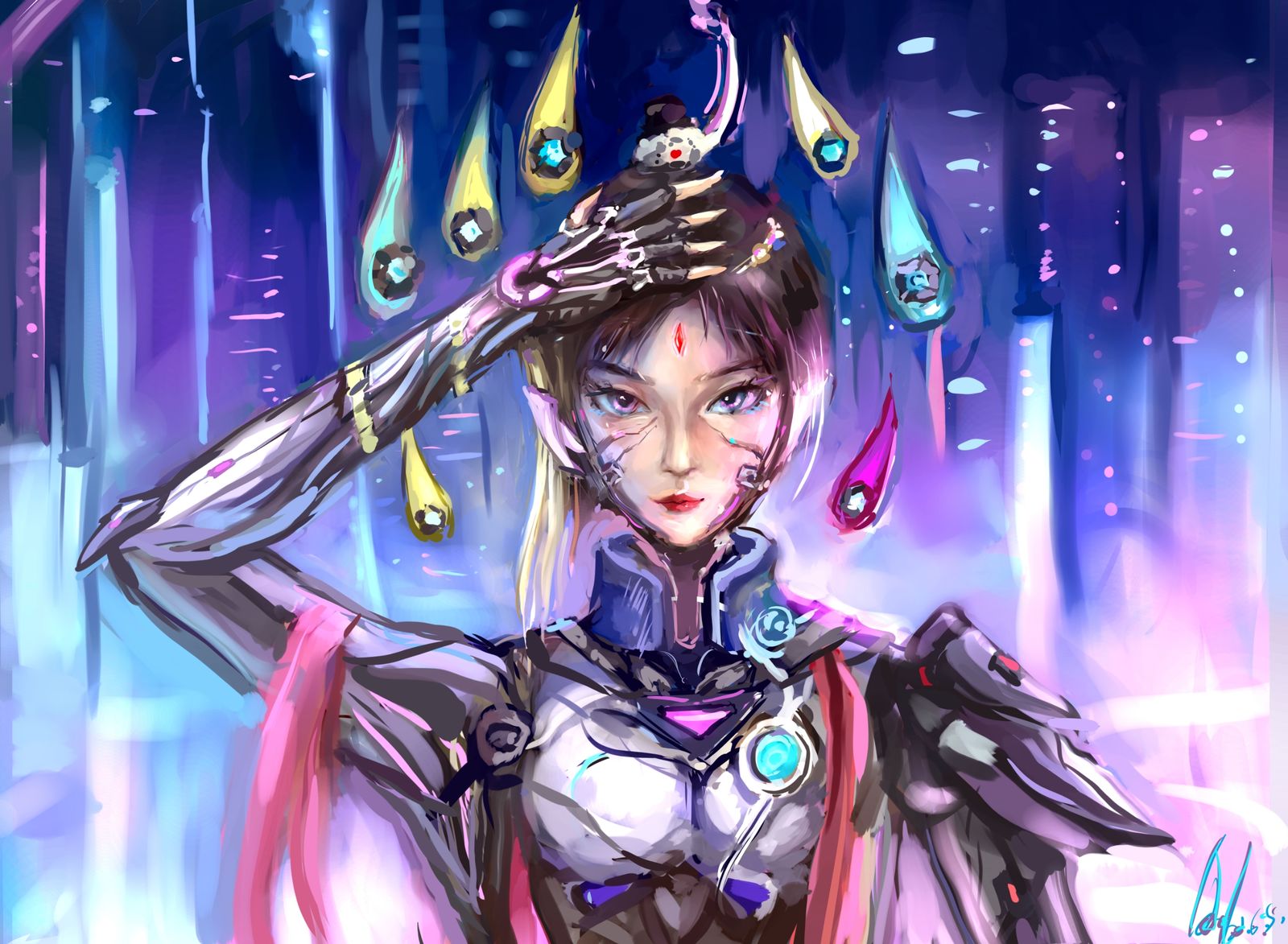 原创 科幻未来少女插画图片壁纸