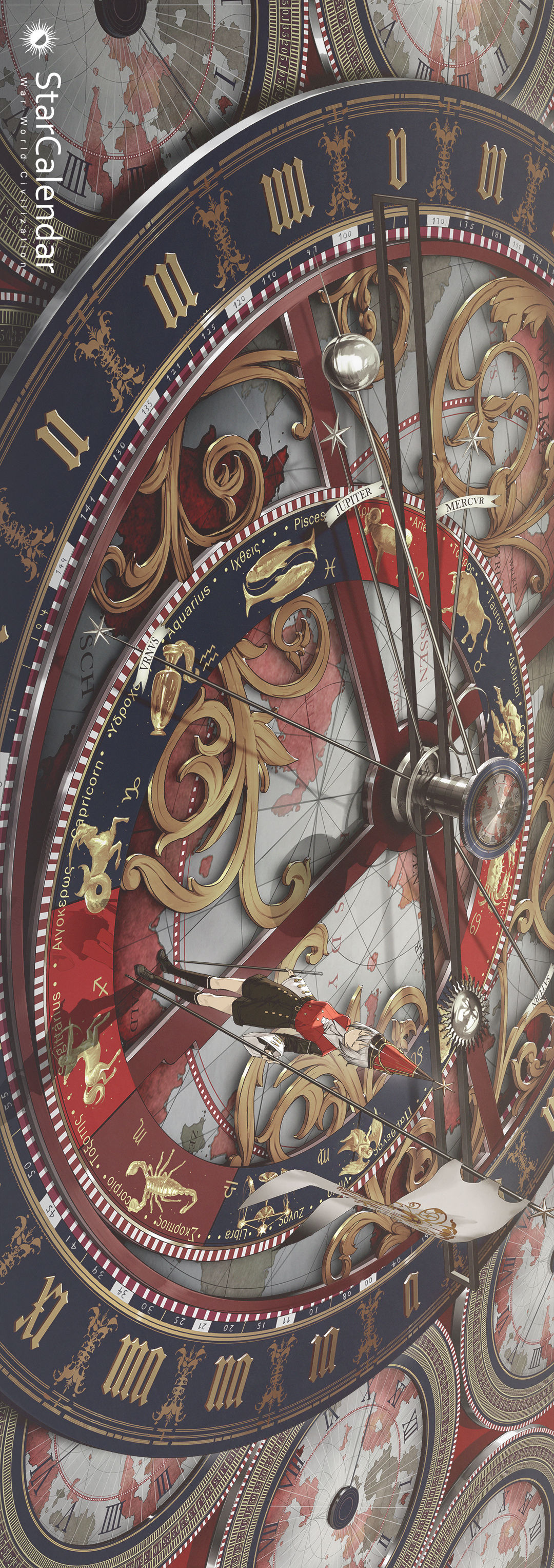 天文历钟插画图片壁纸