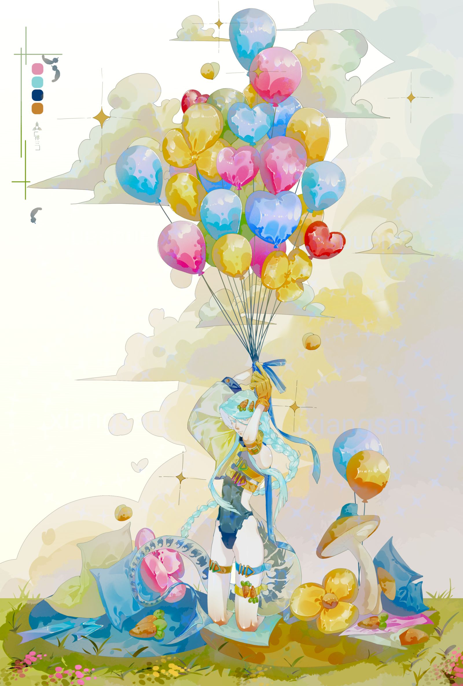 彩色气球插画图片壁纸