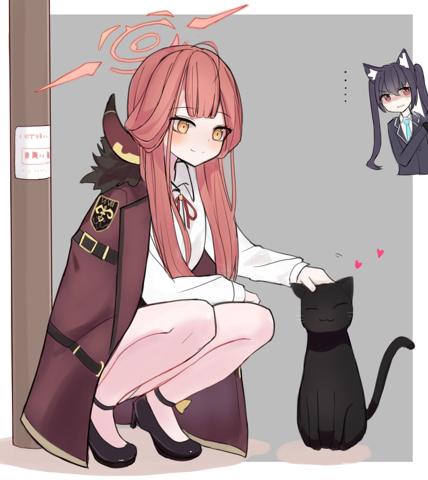 猫をなでなでするアルちゃん