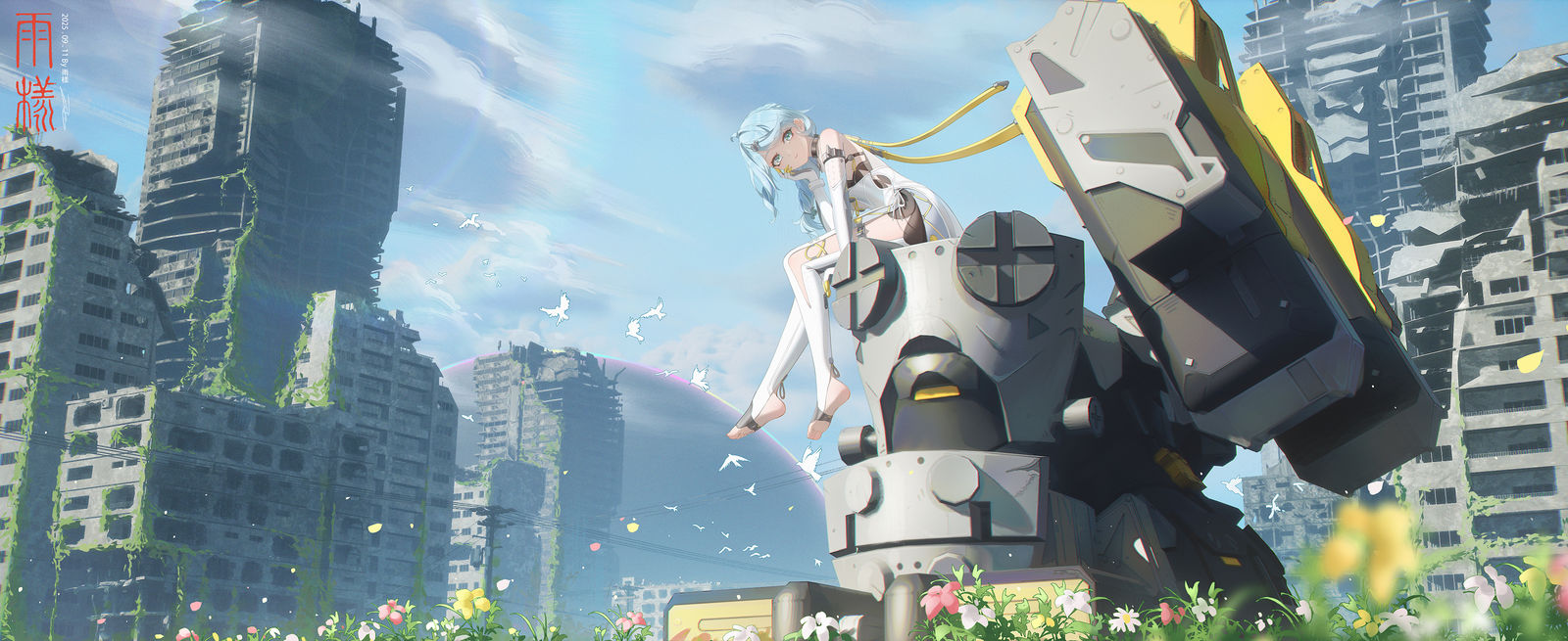 在我眼里，你已经是一朵傲然绽放的鲜花了插画图片壁纸