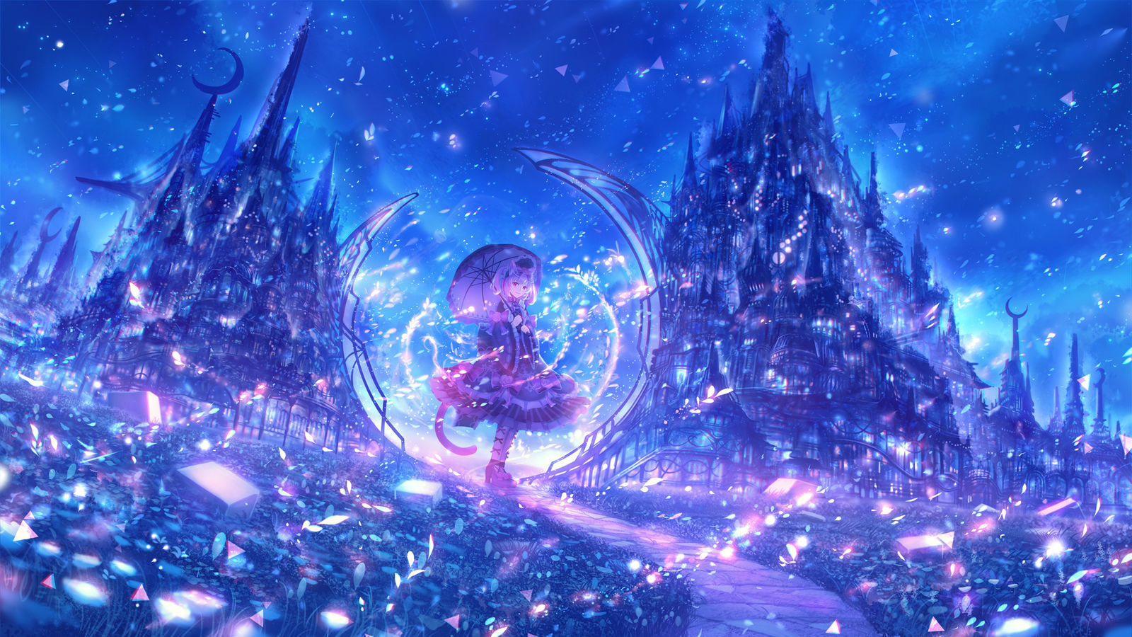 crescent heart-夜空背景