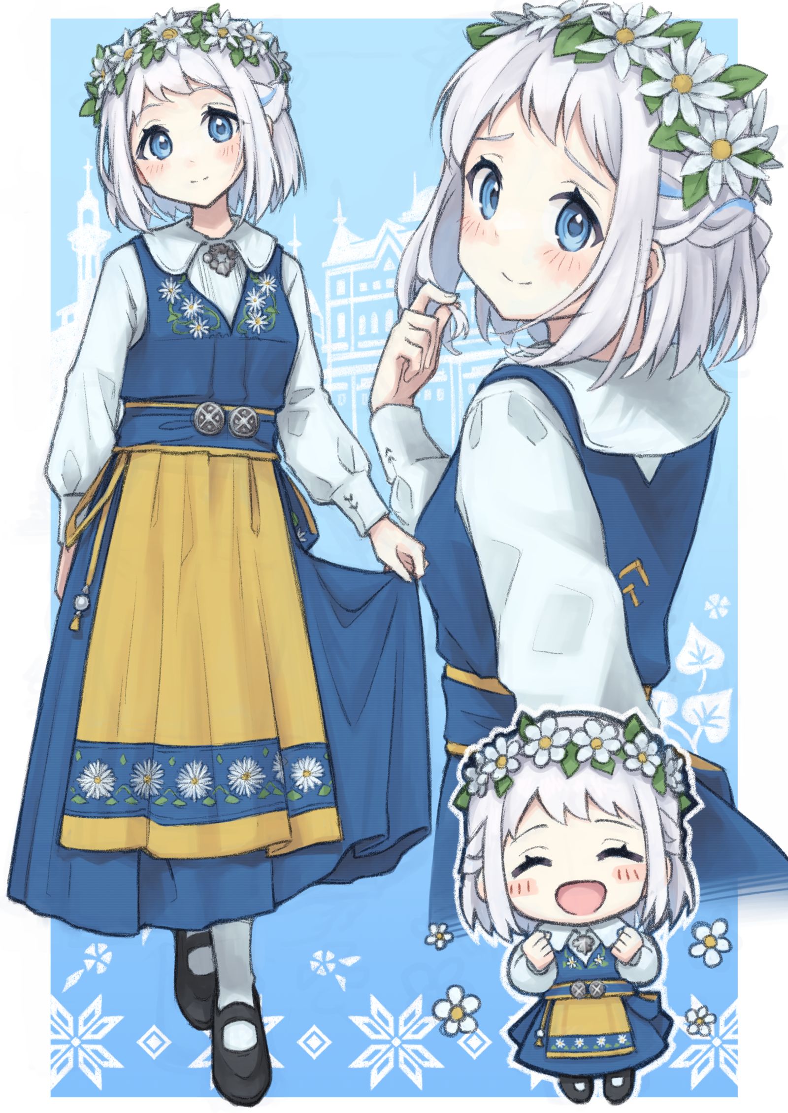 リーリヤ×スウェーデンの民族衣装插画图片壁纸