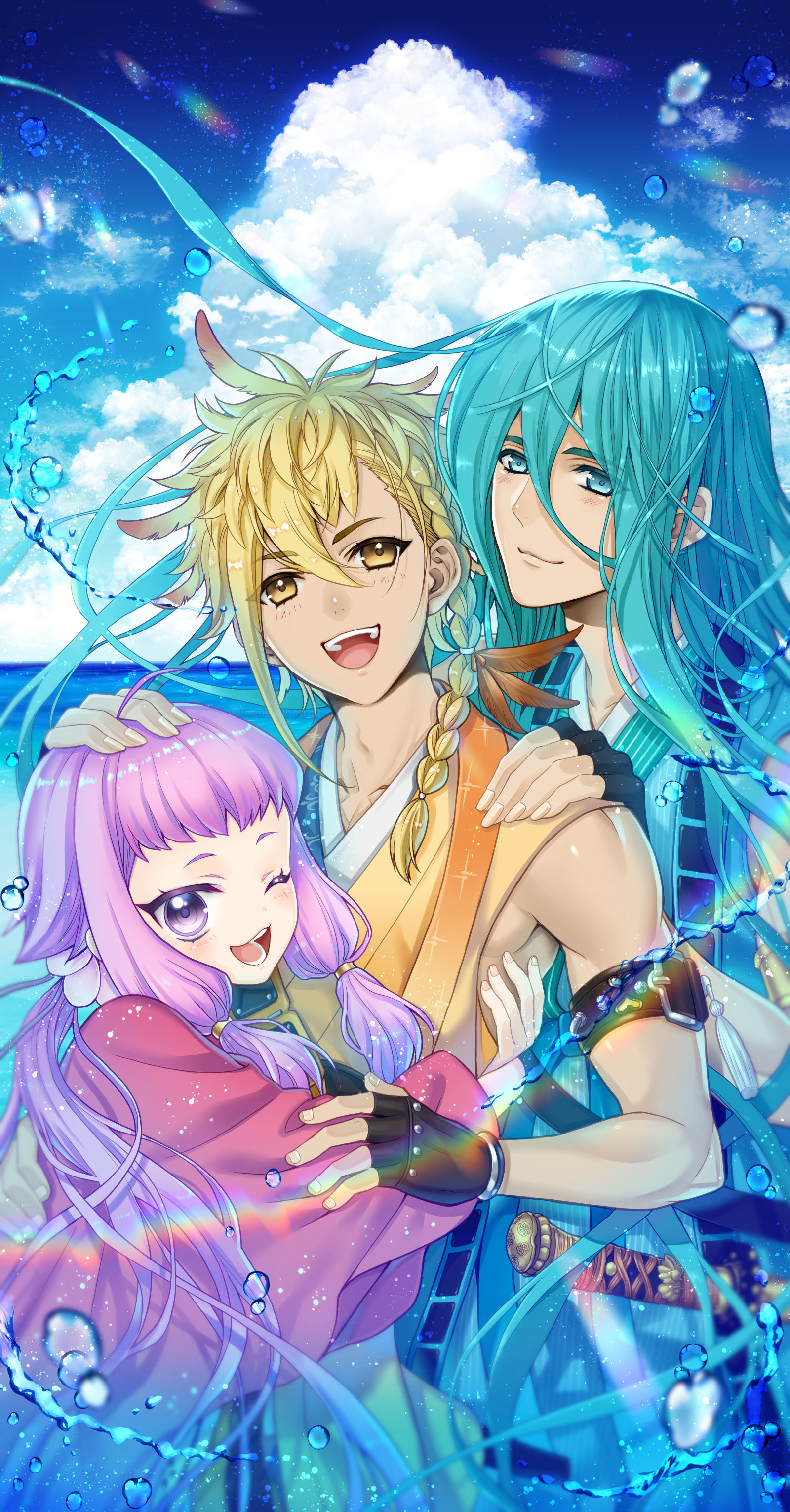 琉球宝剣三兄弟插画图片壁纸