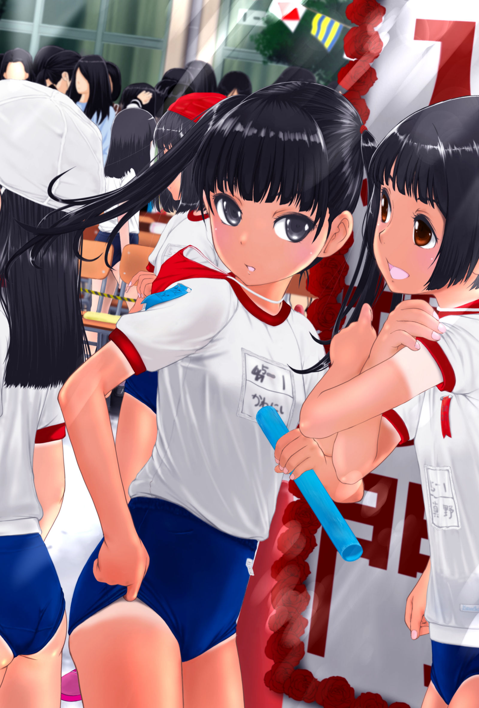 (_´Д｀)ﾉ　運動会は日焼けする插画图片壁纸