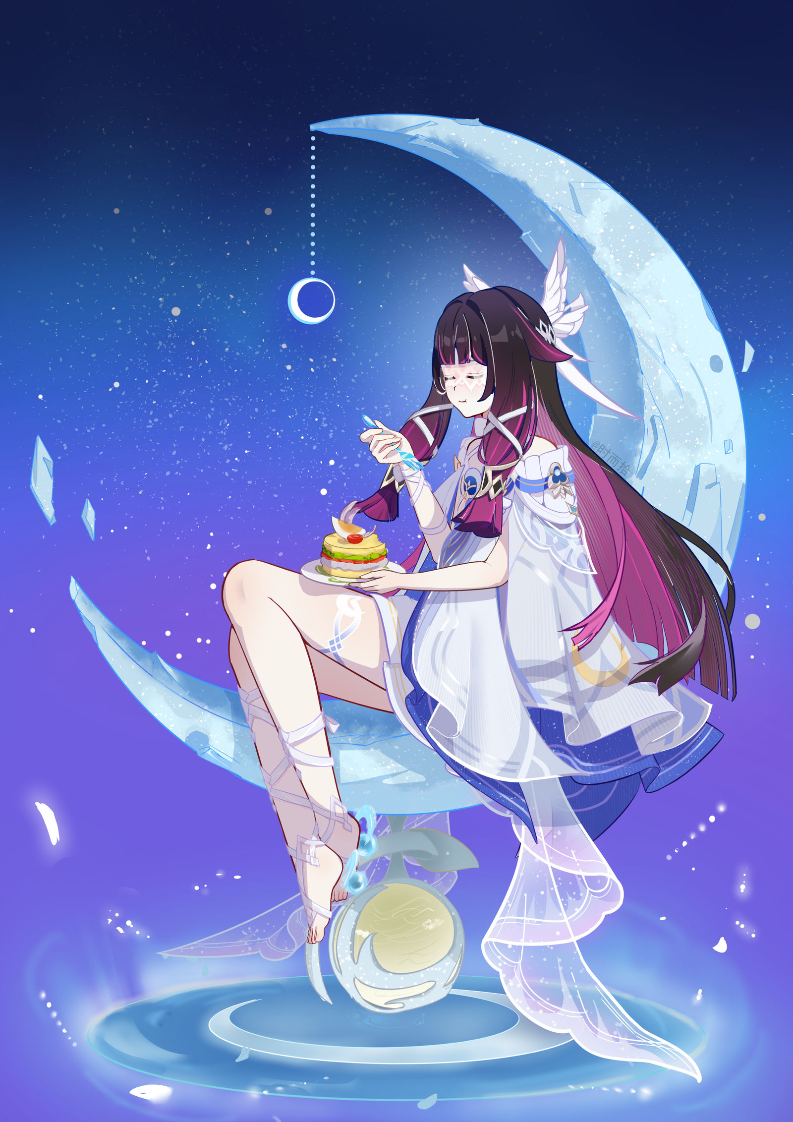 少女哥伦比娅的吃饭时间！插画图片壁纸