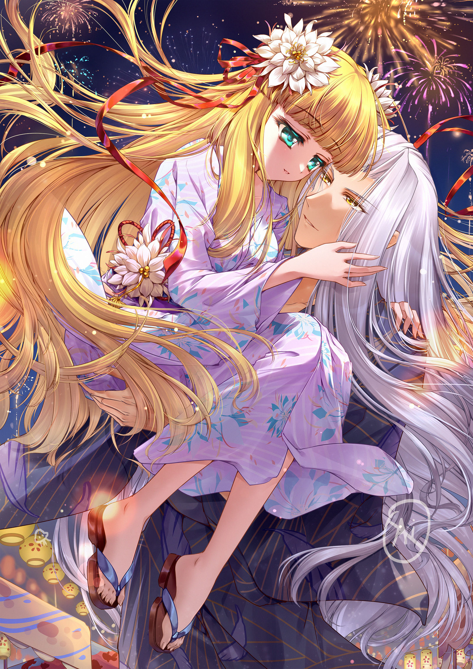 七夕花火插画图片壁纸