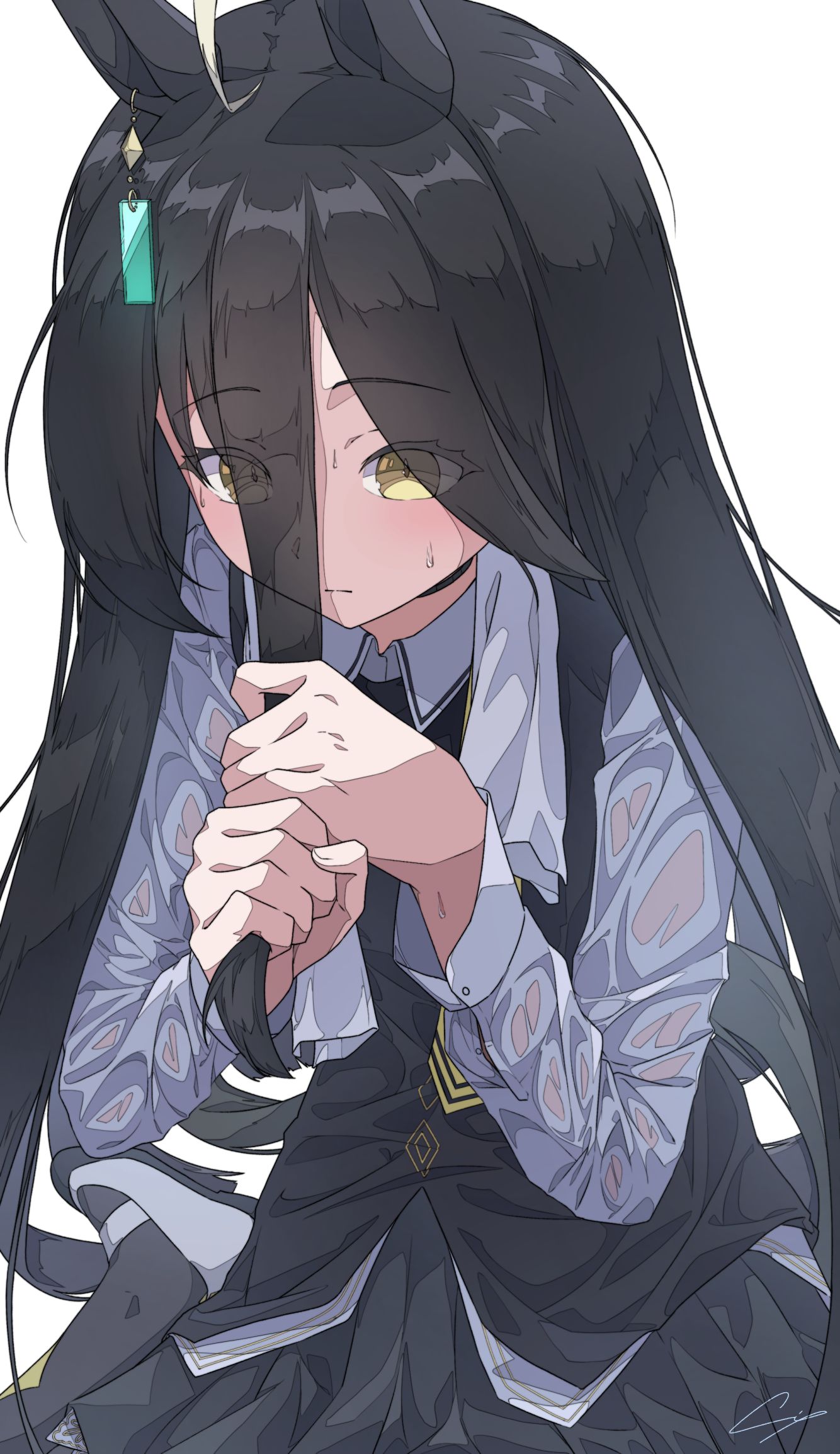 前髪ギュッ插画图片壁纸