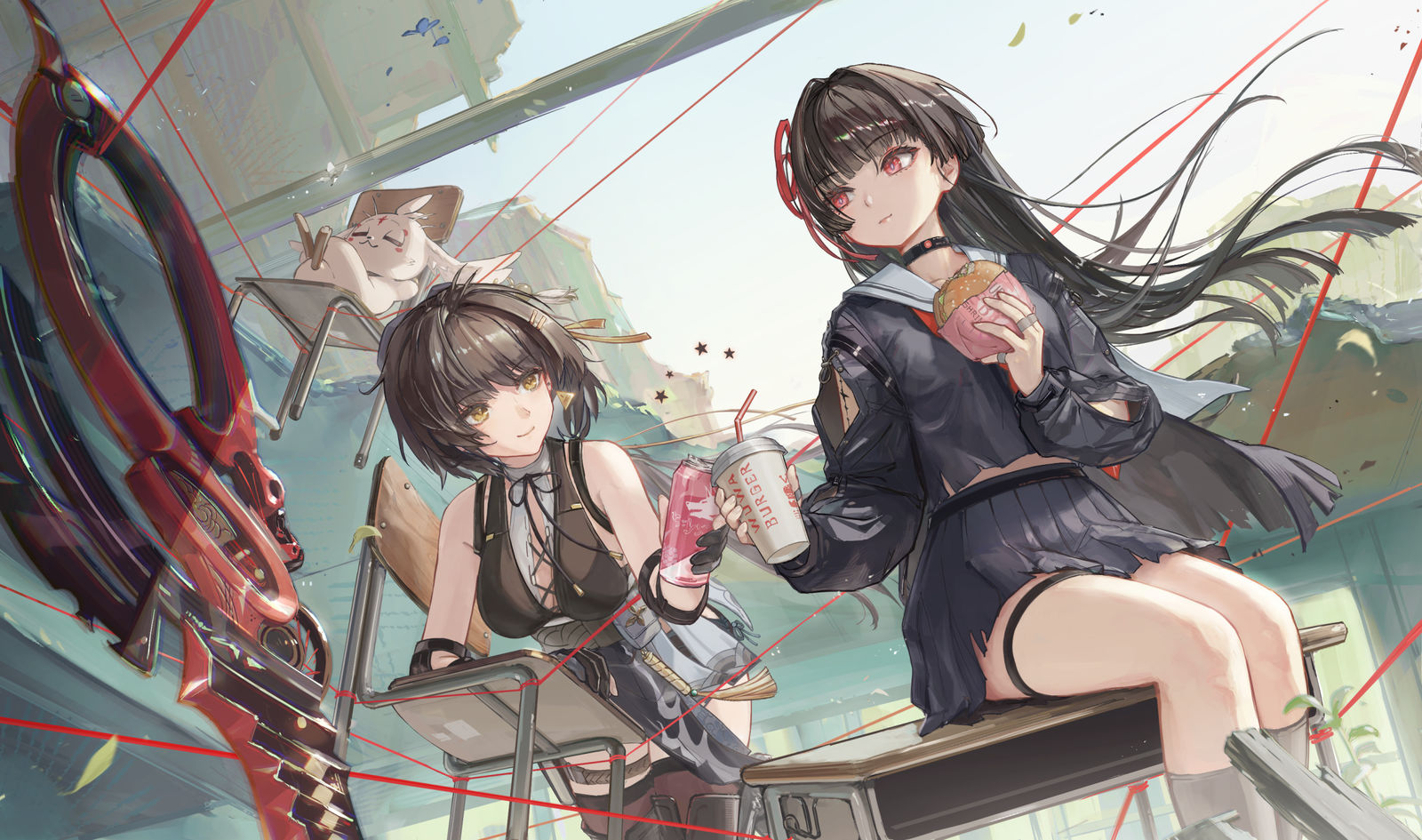 空中ジャンクフード会插画图片壁纸