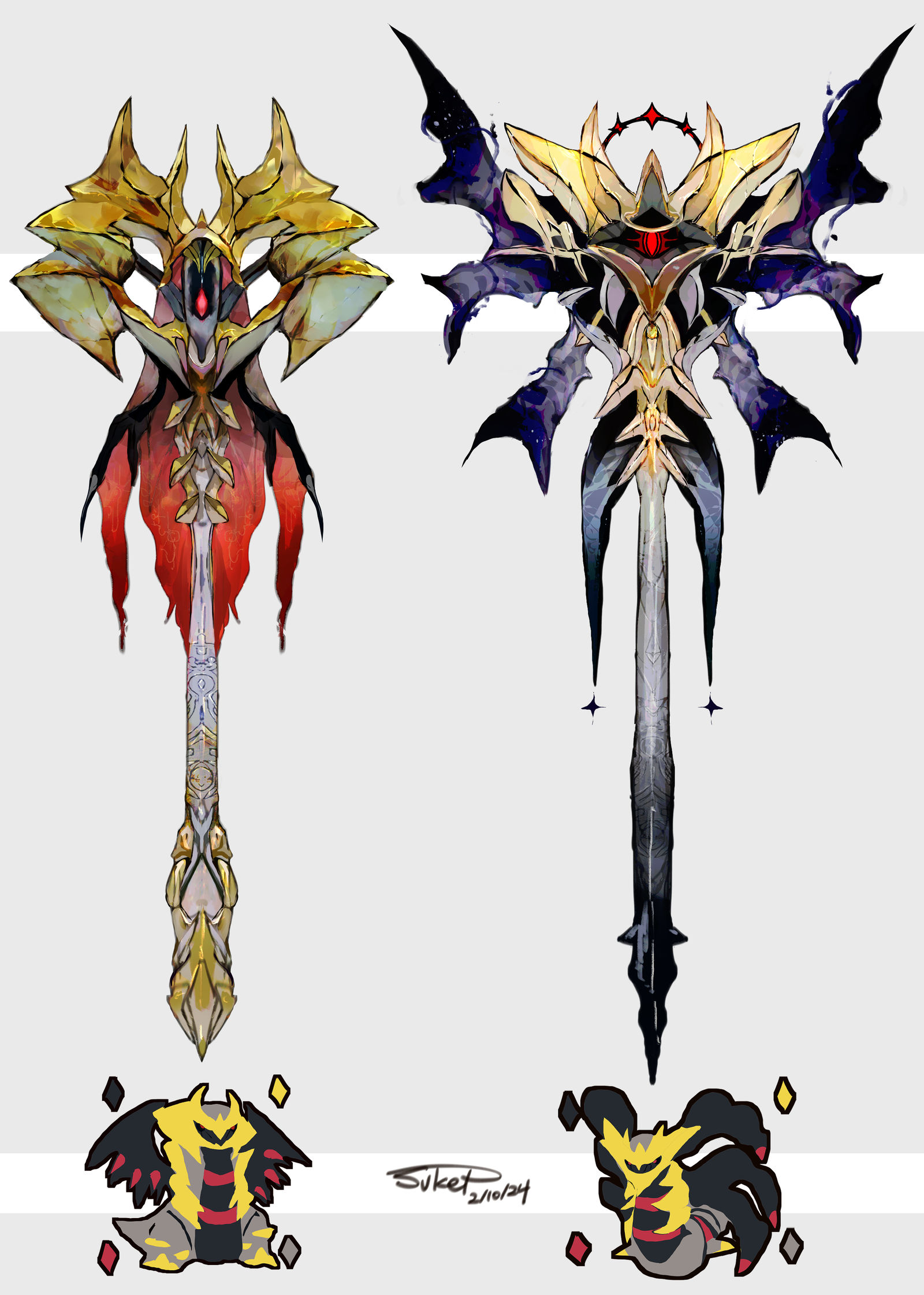 ギラティナモチーフの武器（アナザーフォルム・オリジンフォルム）插画图片壁纸