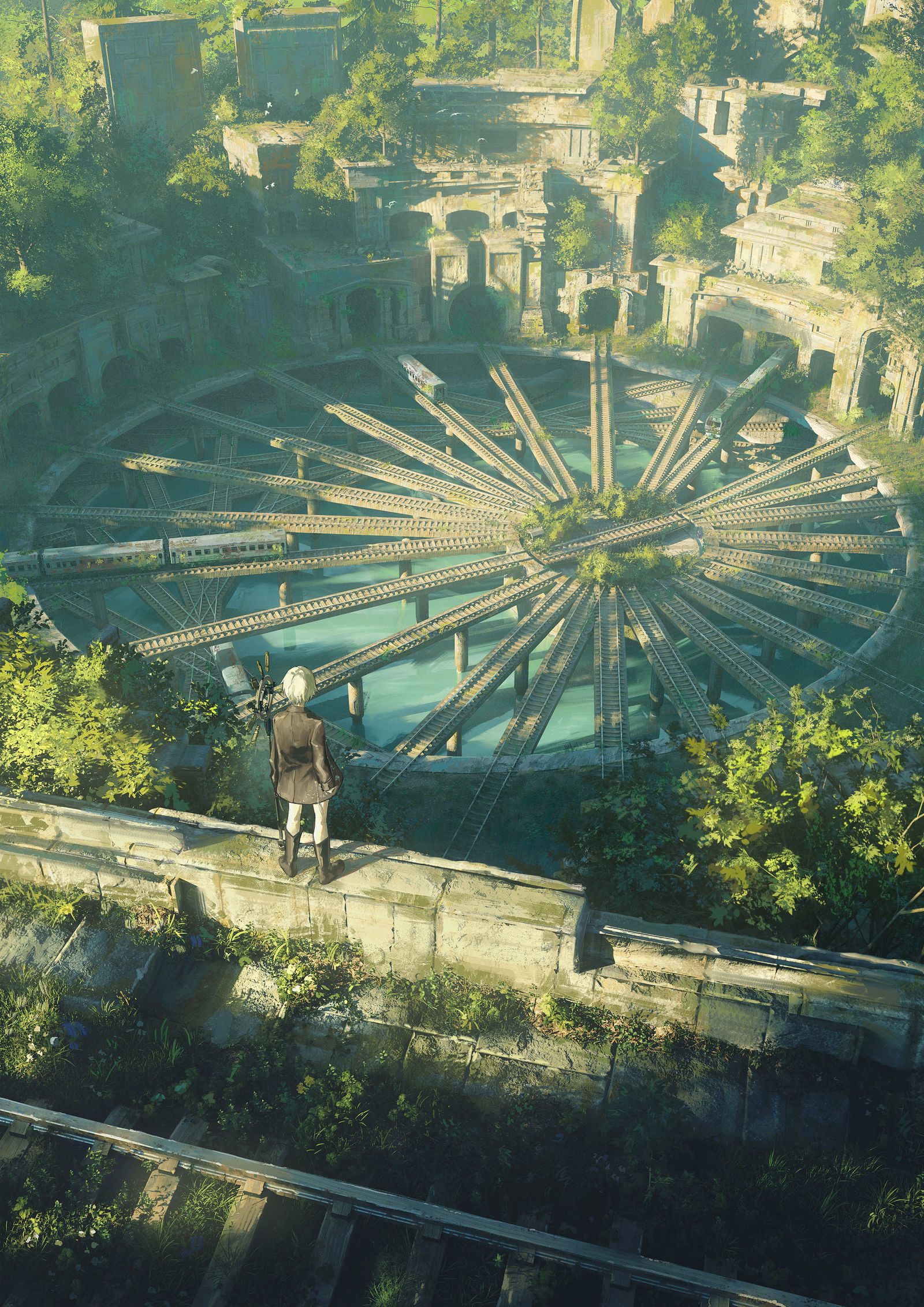 日月の交わる場所插画图片壁纸