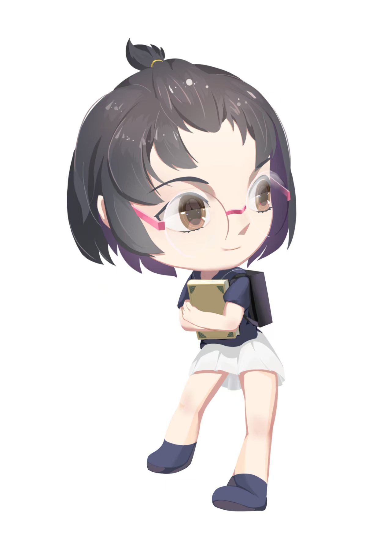 纯白背景女同学