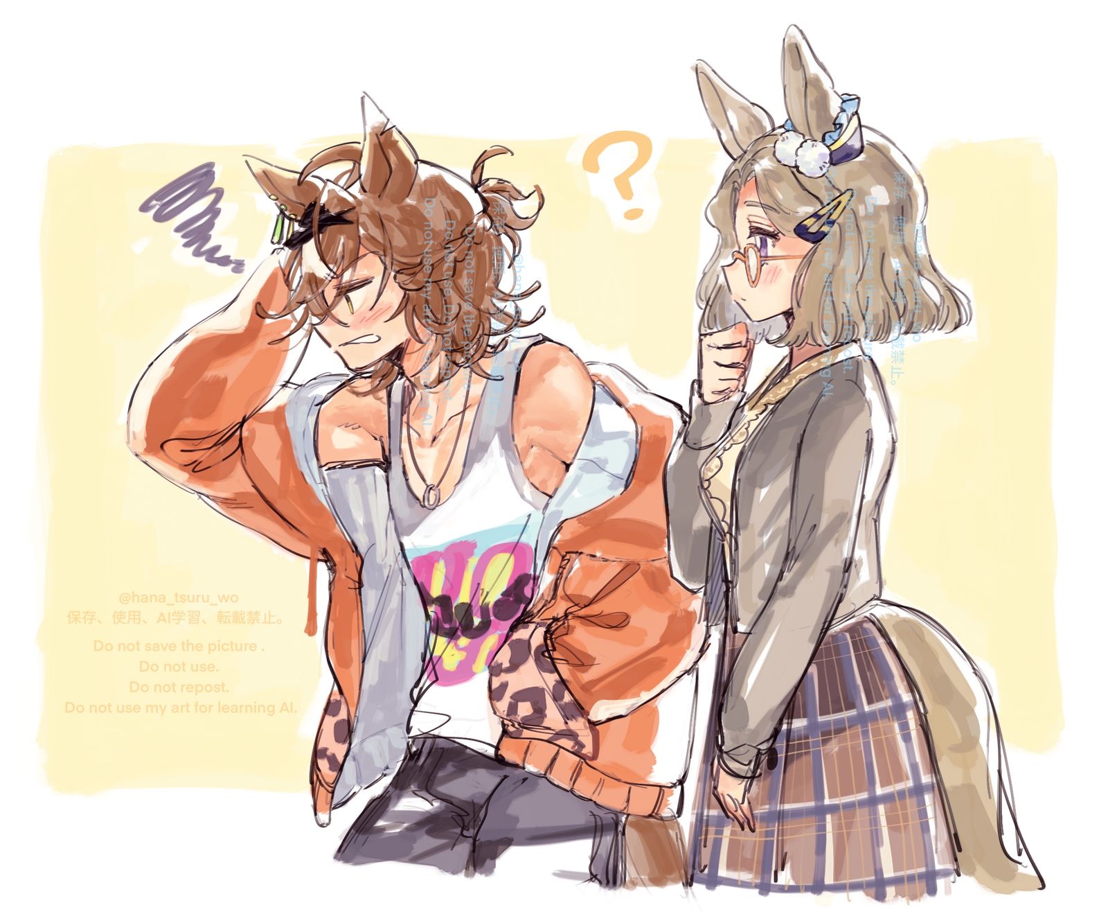 『※元性別化』ジャングルポケットとエアメサイア插画图片壁纸