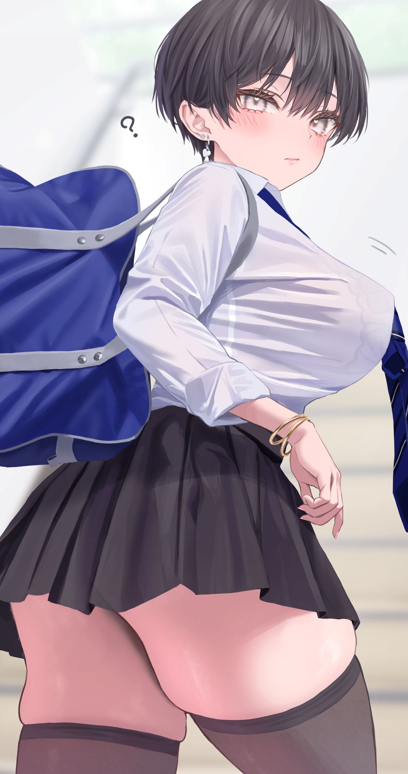 階段で無意識に後ろの人の目のやり場を困らせるボーイッシュちゃん插画图片壁纸