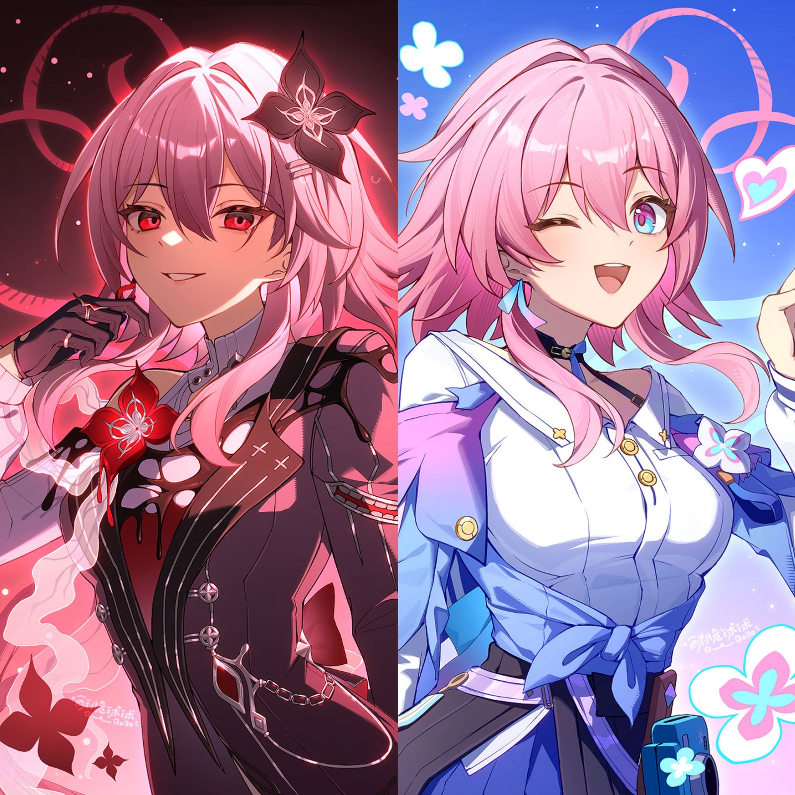 长夜月&三月七插画图片壁纸