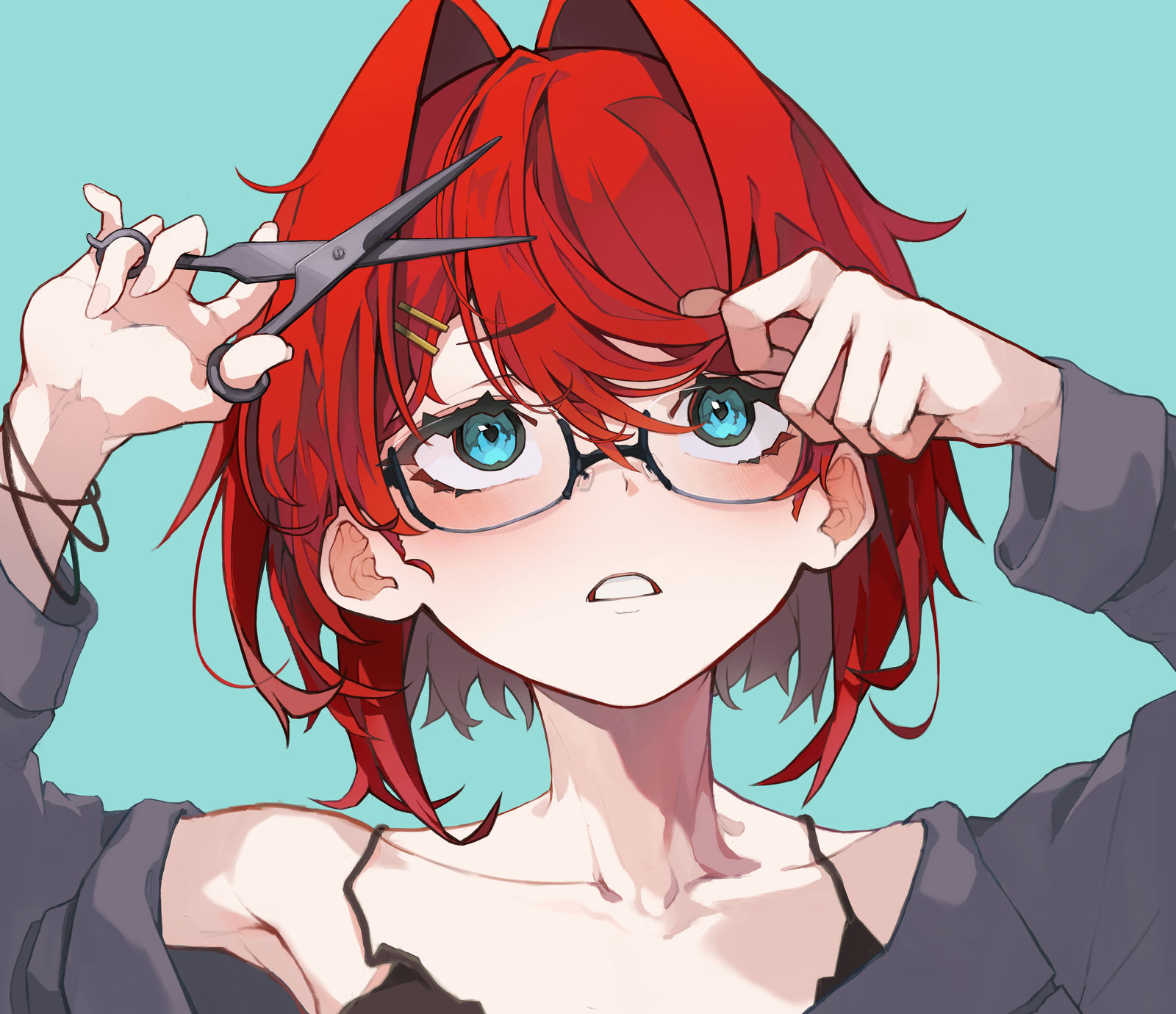 髪を切るアンジュ