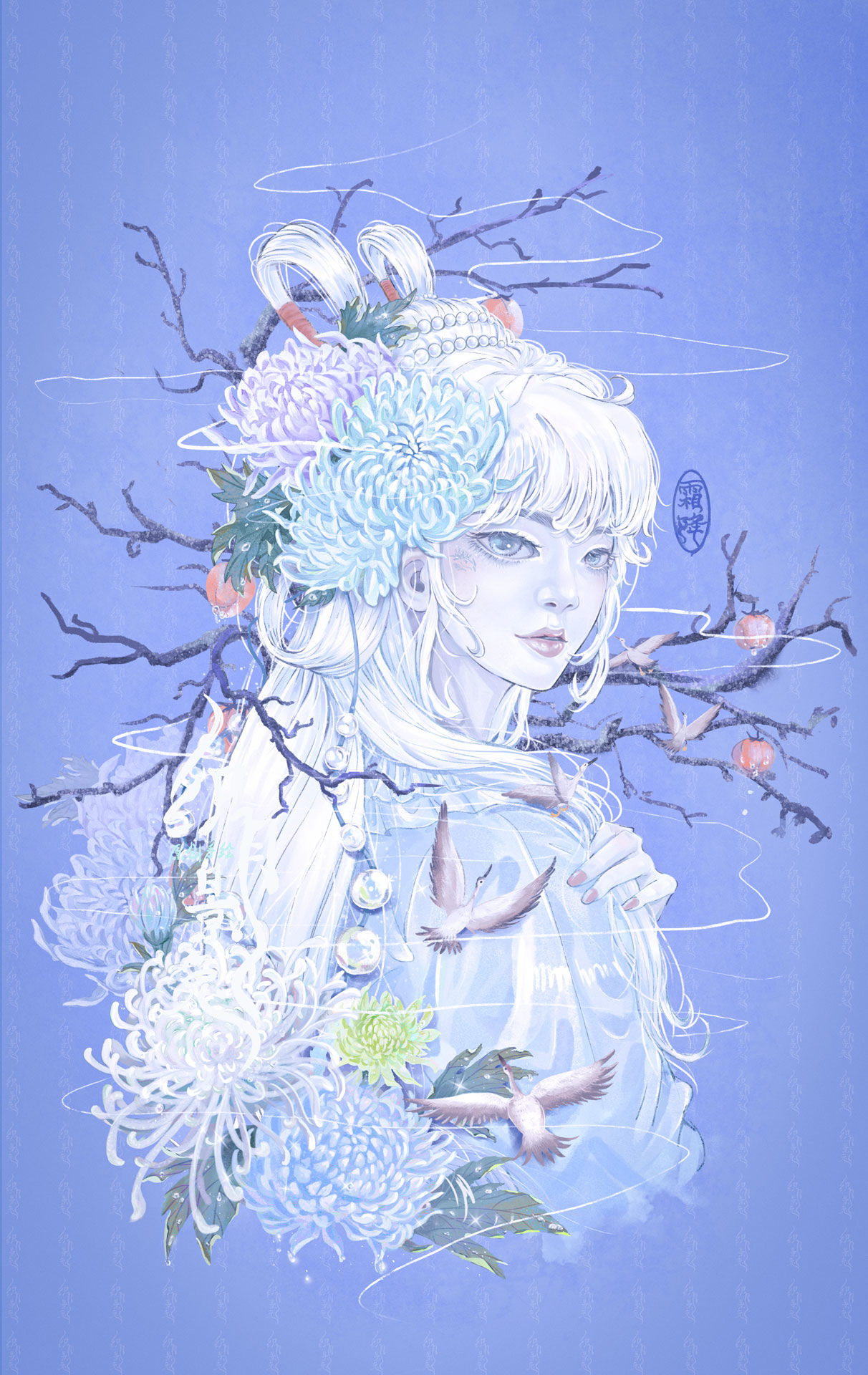 原创插画《十二节气~霜降》拟人图