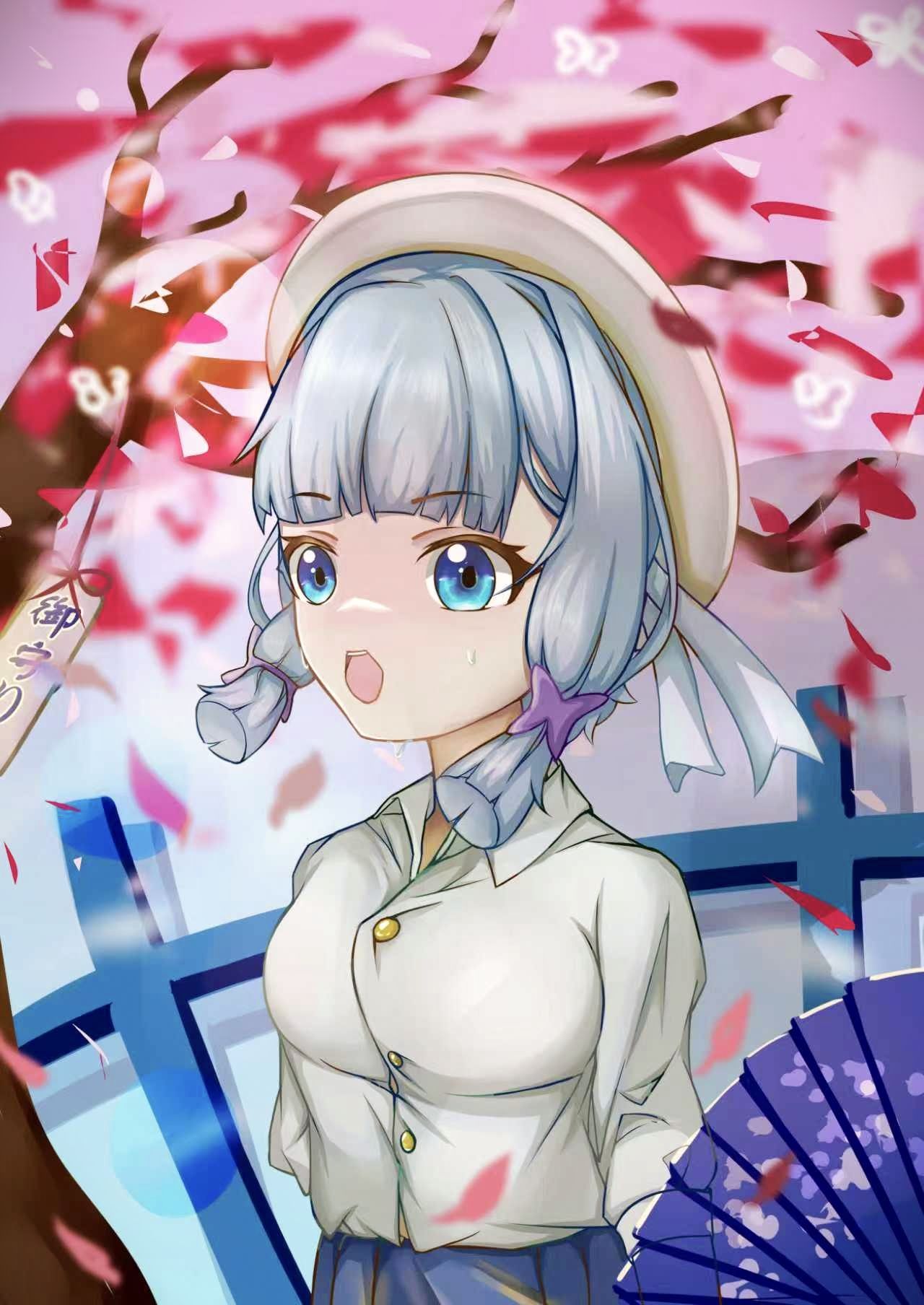 神里绫华-原神 神里绫华 女孩子半身图像