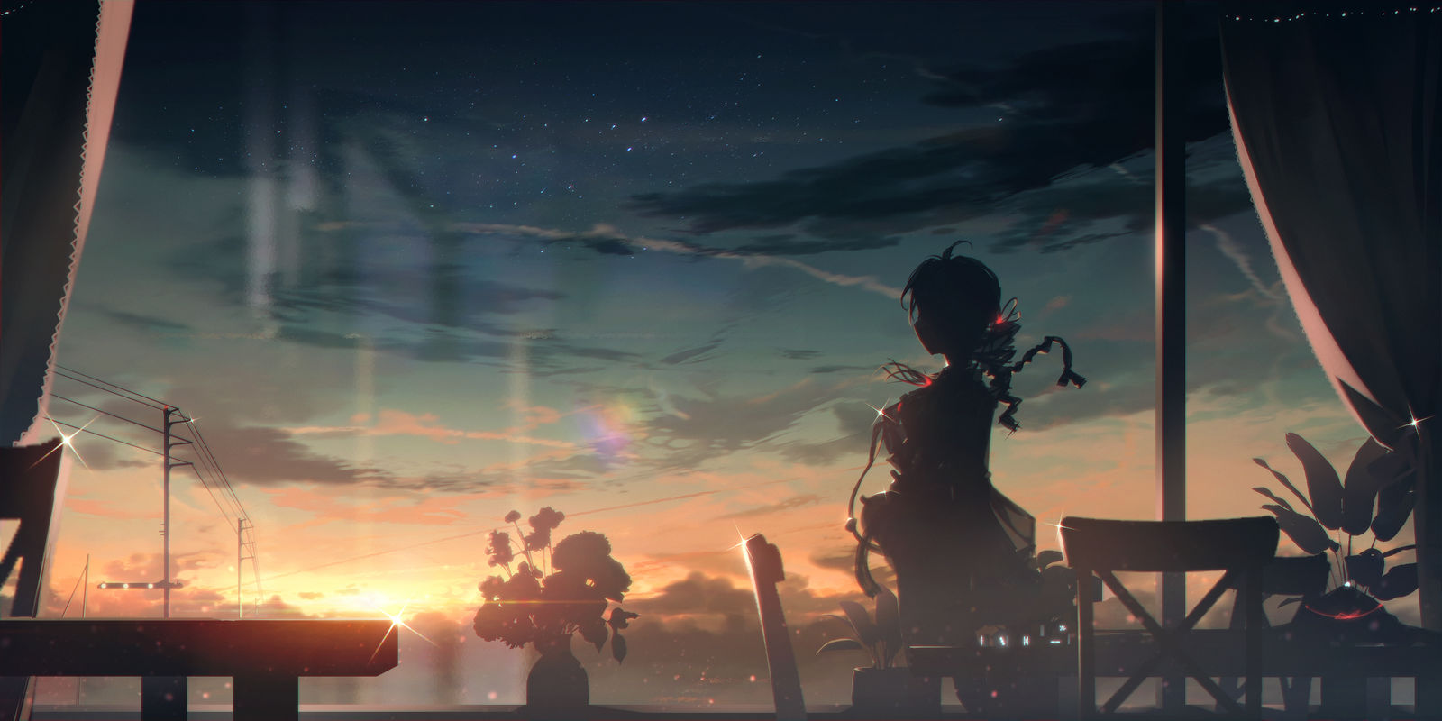 黄昏插画图片壁纸