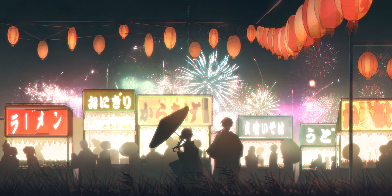 花火大会插画图片壁纸