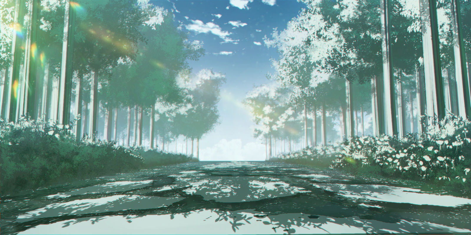 森林小路插画图片壁纸