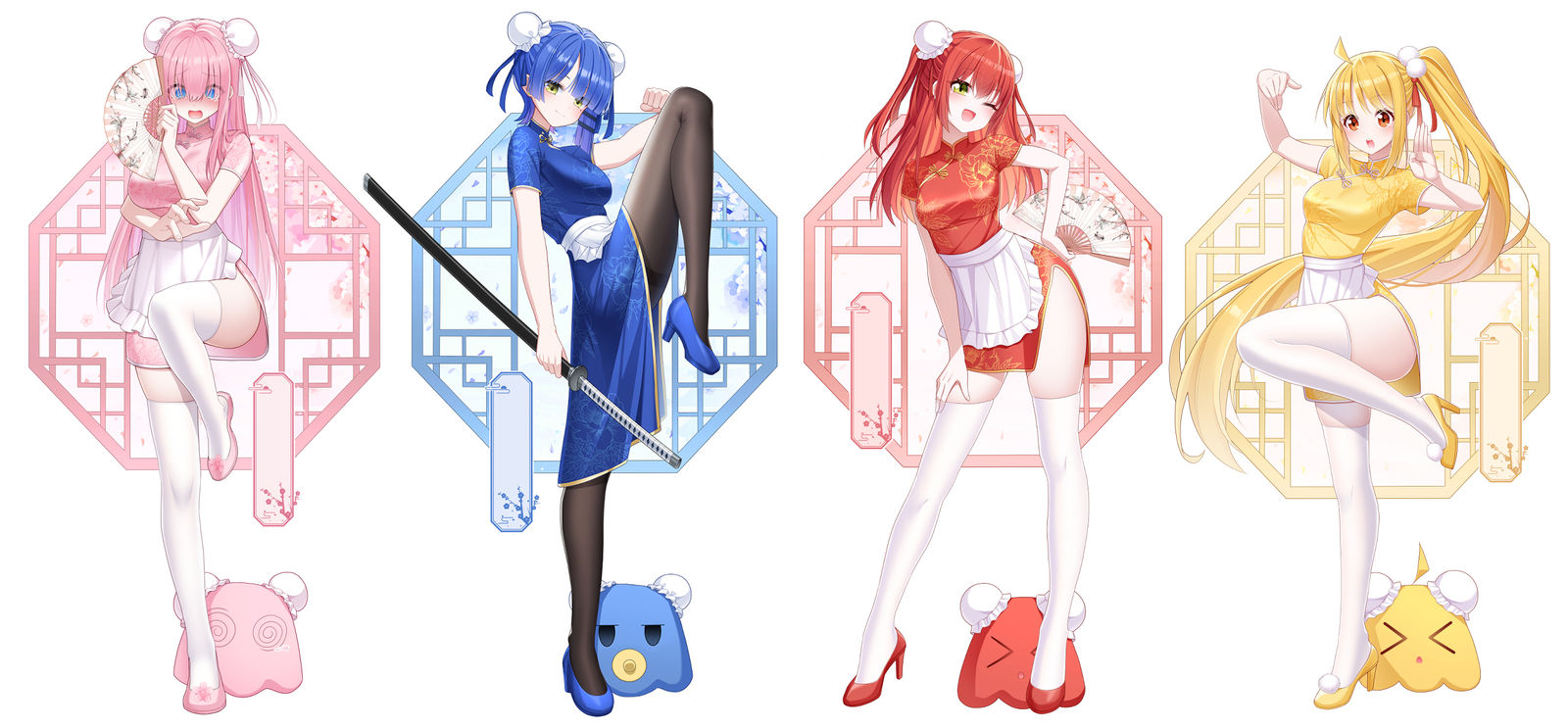 後藤ひとり·山田リョウ·喜多ちゃん·伊地知虹夏插画图片壁纸