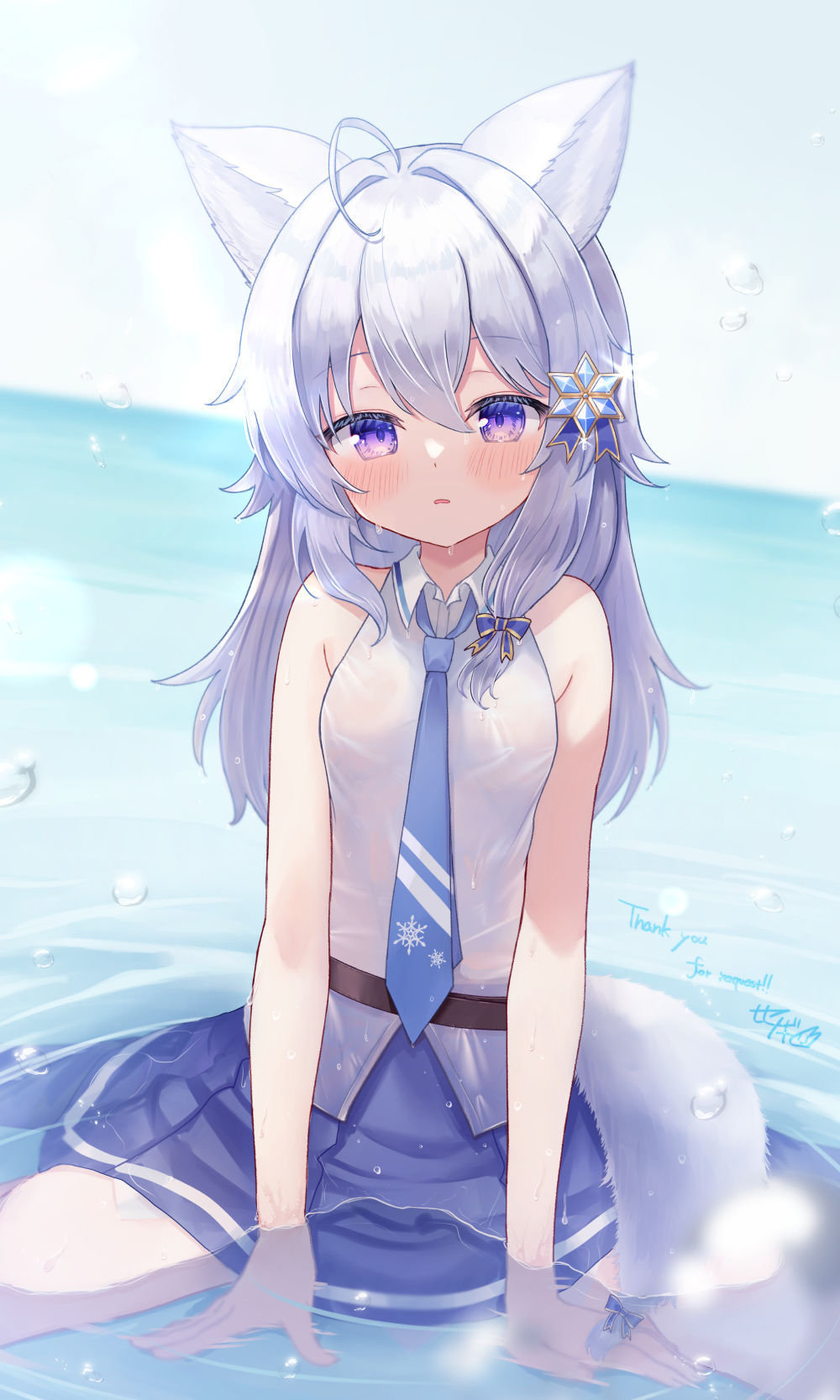 濡れ透け白髪けもみみちゃん❄头像同人高清图