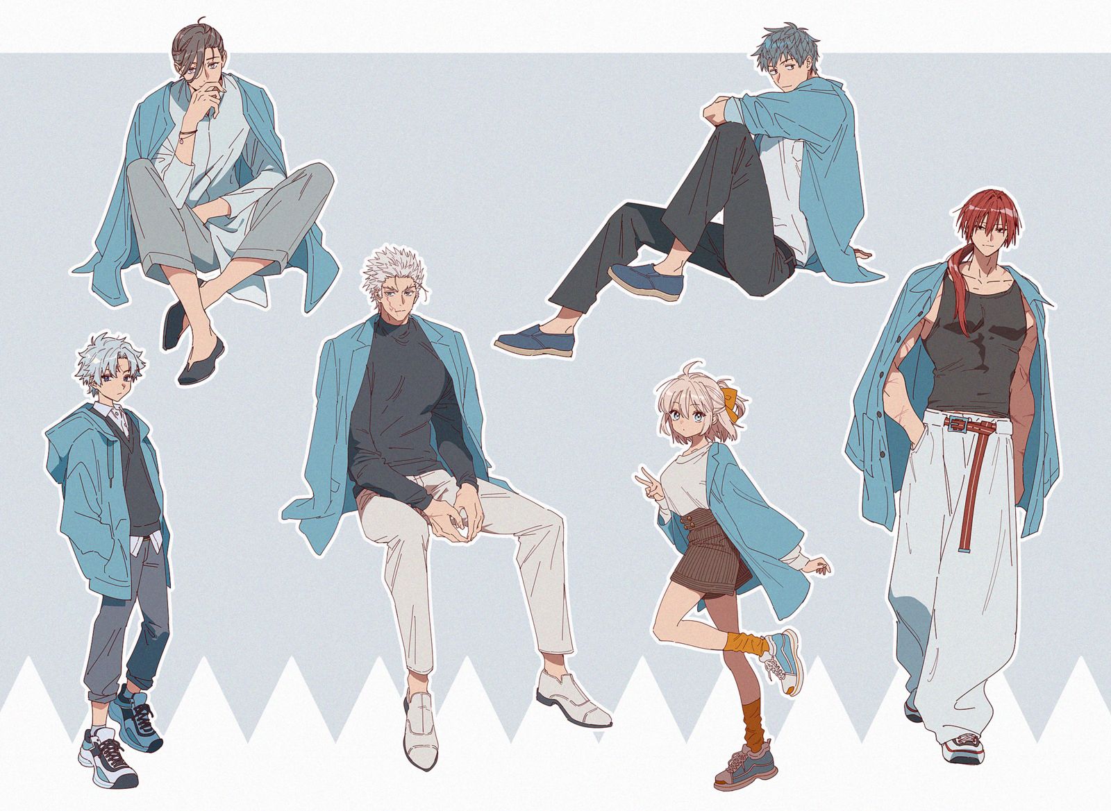 現代服×隊長+α插画图片壁纸