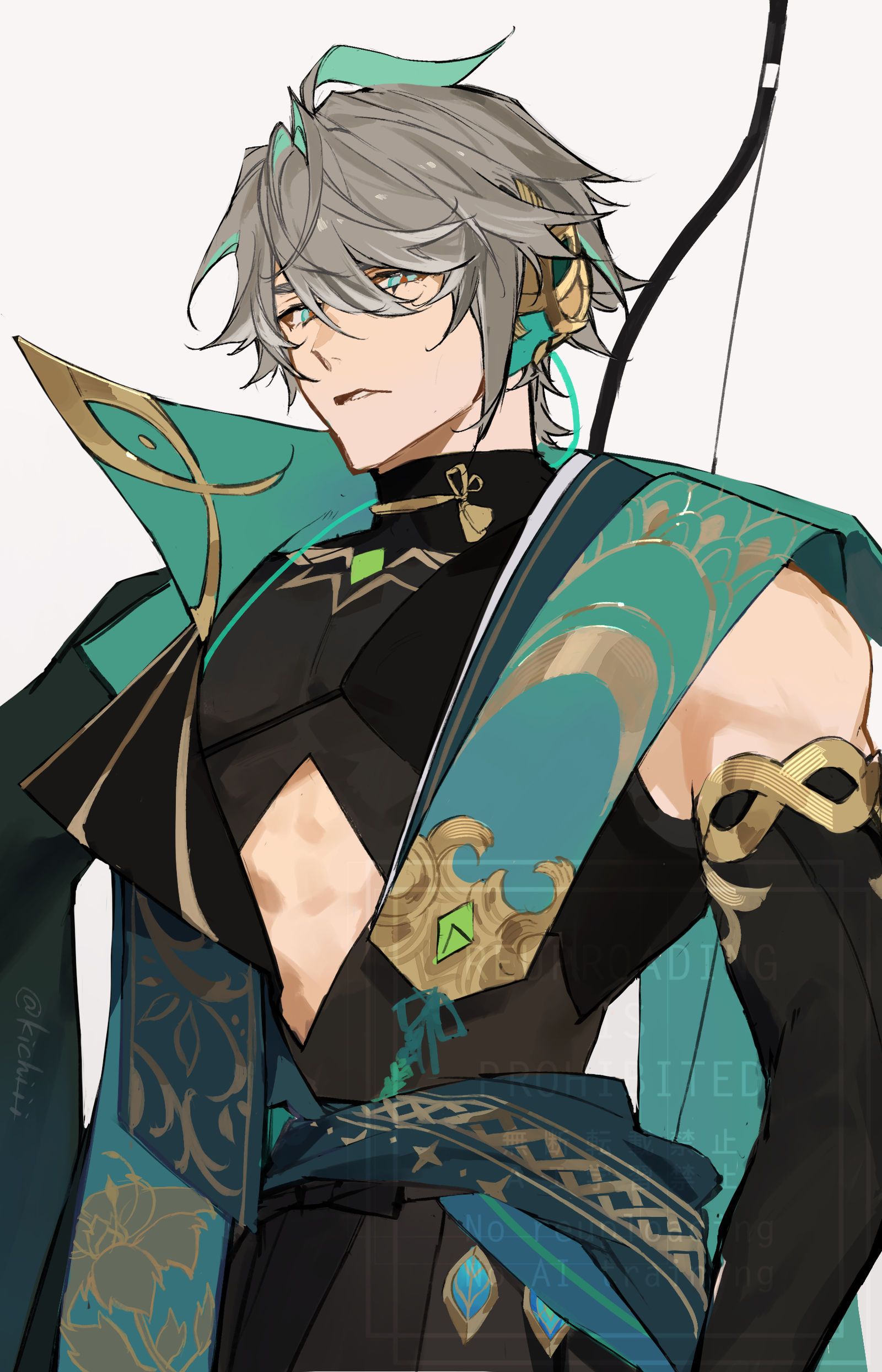 和服×弓使い ‬插画图片壁纸