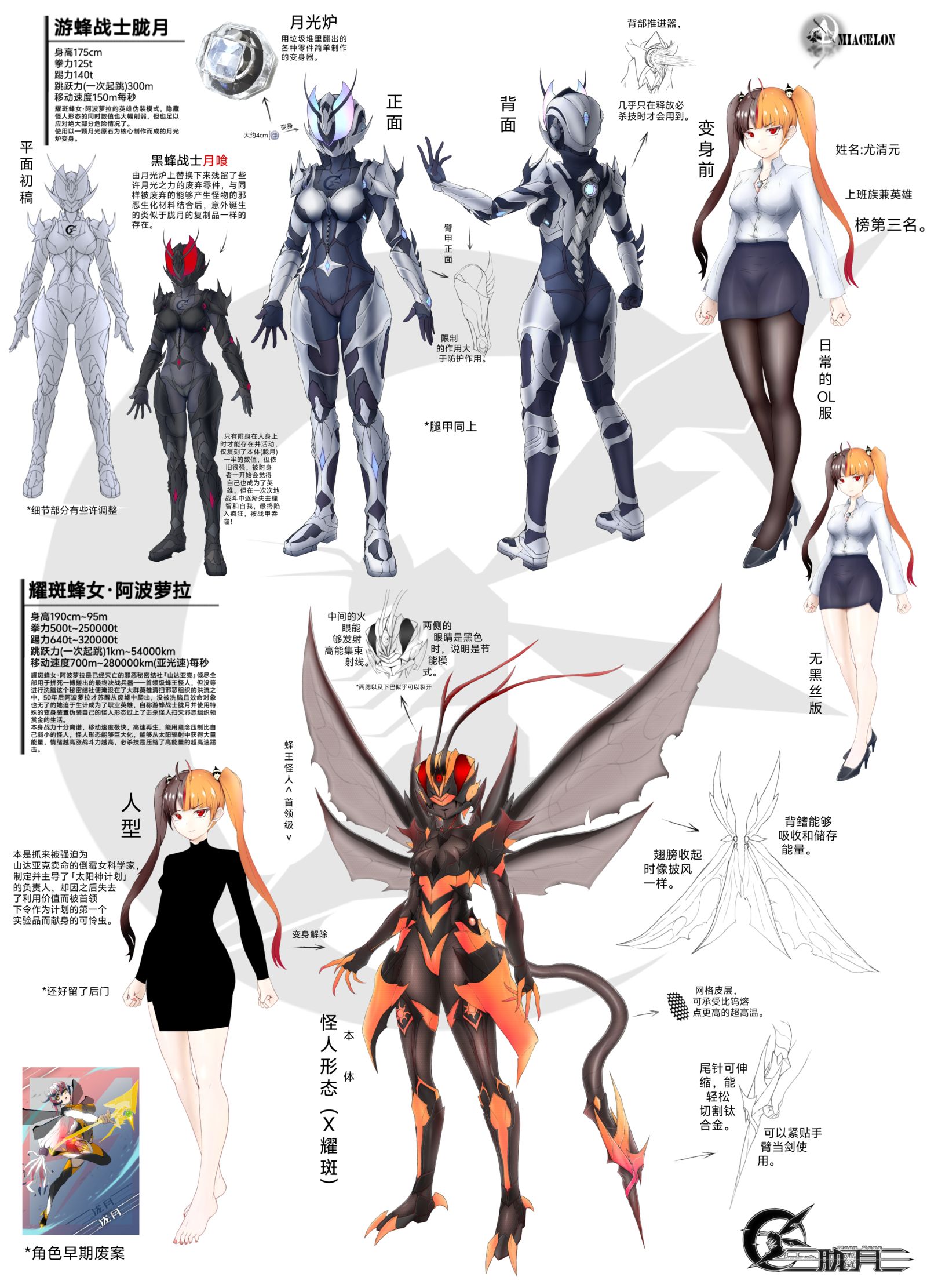游蜂战士胧月的完整设定图头像同人高清图