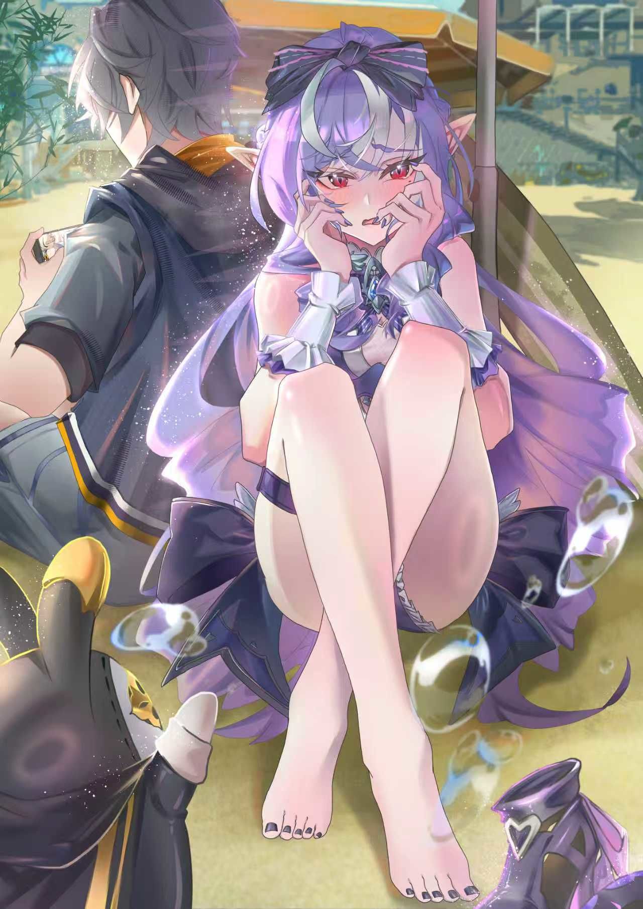 和法厄同大人在海边约会，好害羞／(≧ x ≦)＼插画图片壁纸