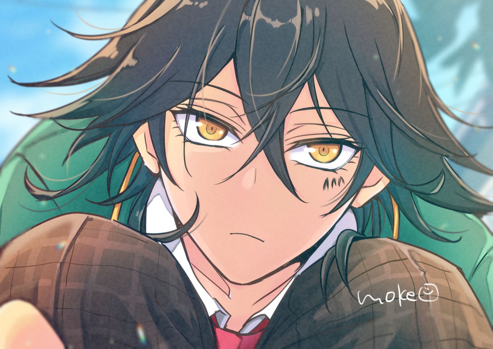 覗き込んでくるﾃｯﾁｮ插画图片壁纸