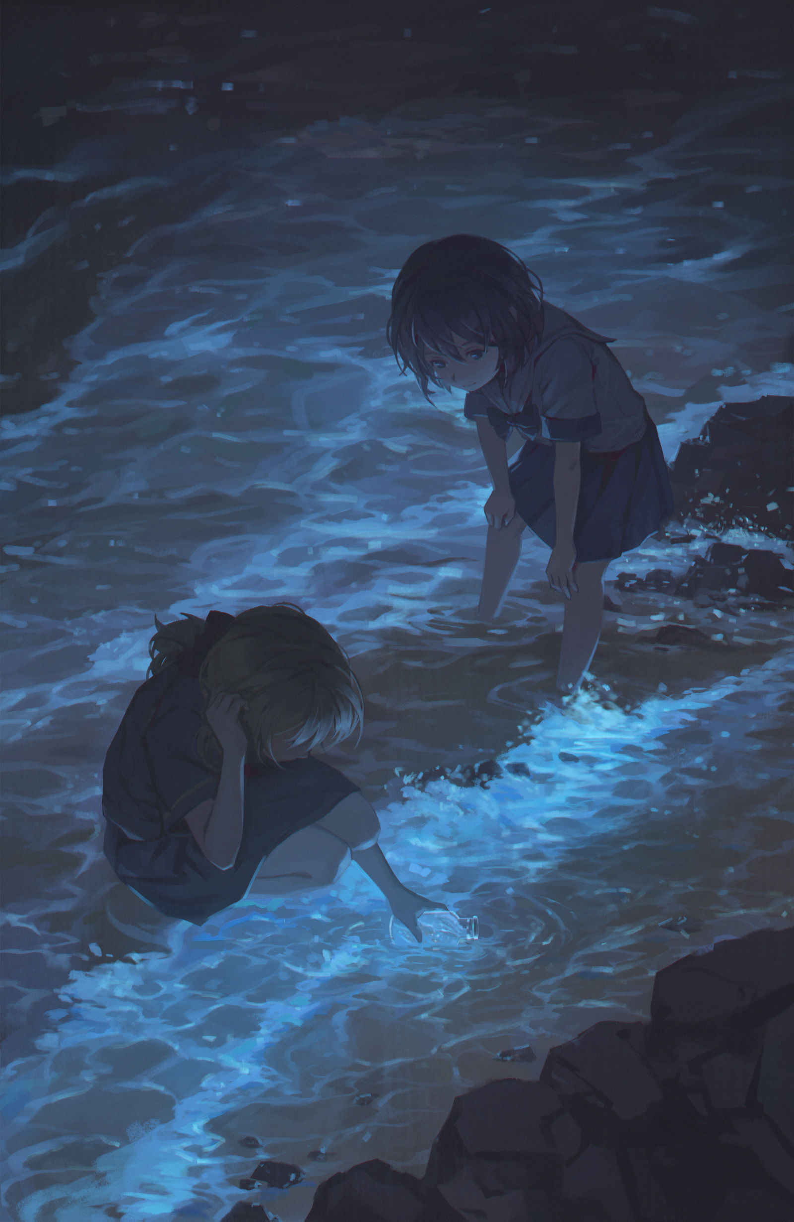 青い涙插画图片壁纸