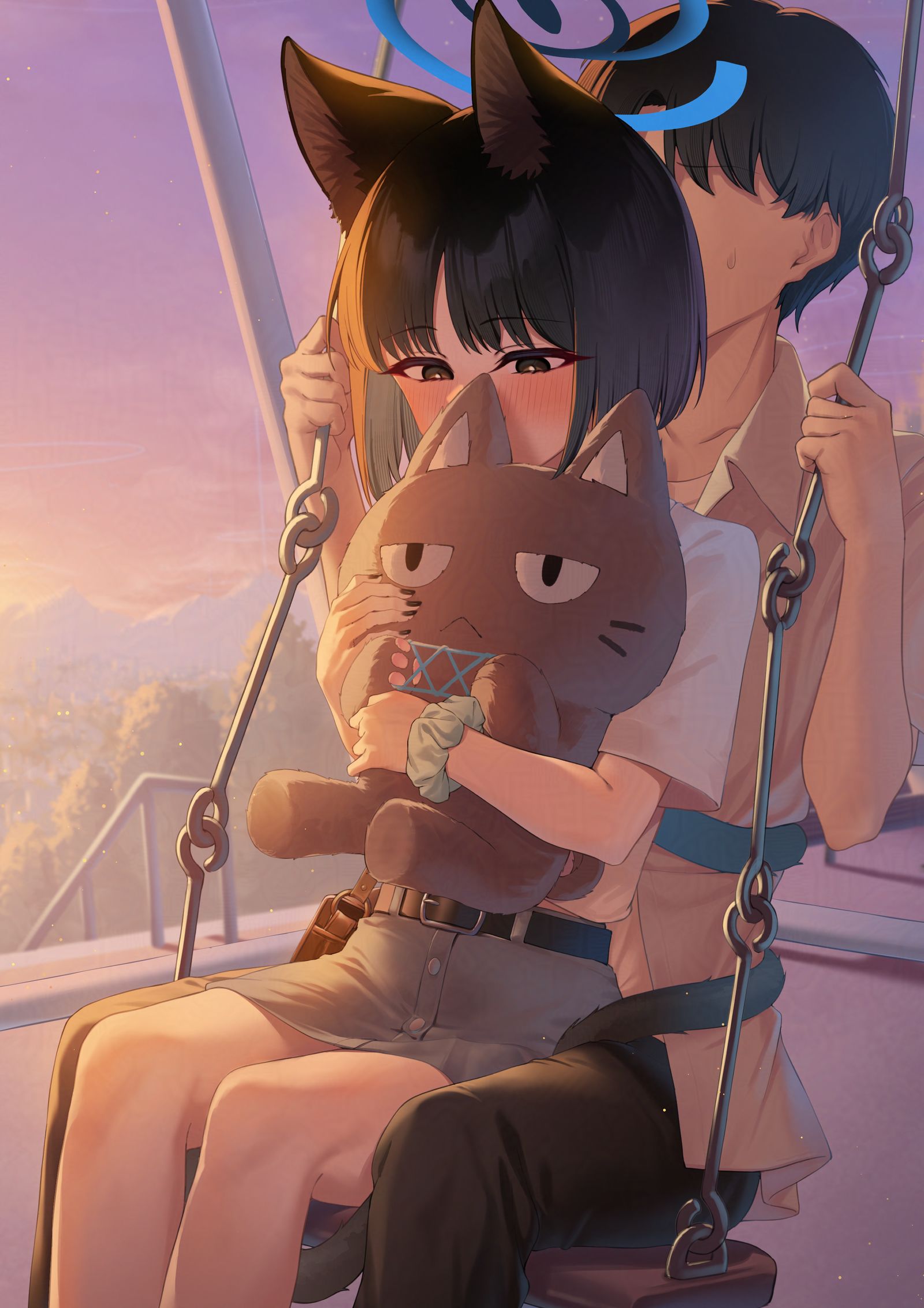 キキョウとデートシリーズその6：ブランコ插画图片壁纸