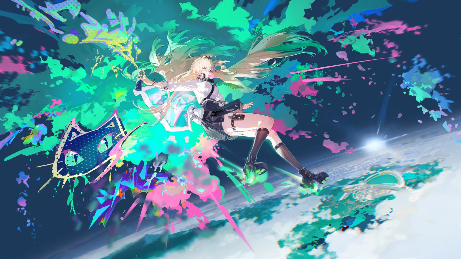 若那虹彩倾洒插画图片壁纸