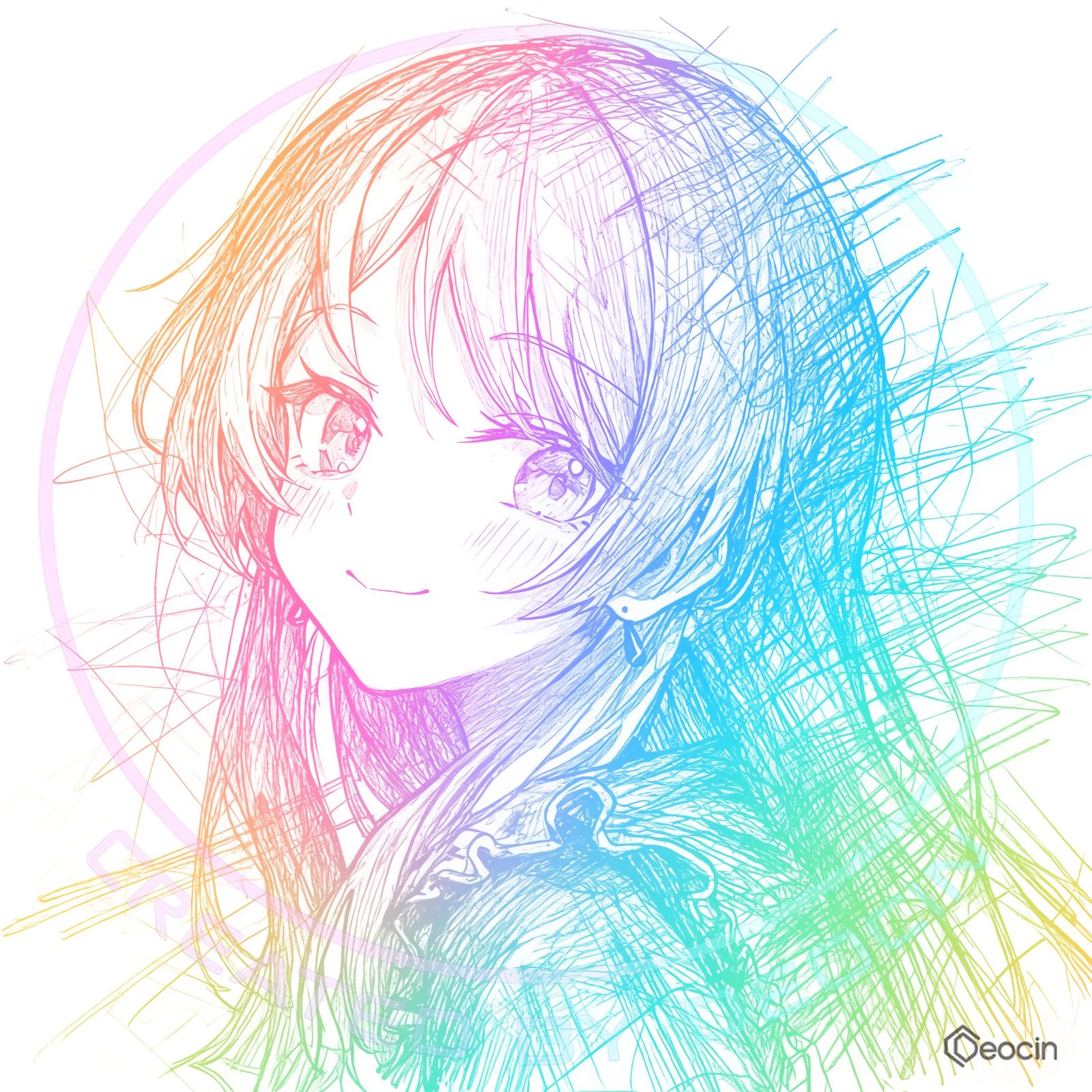 千早爱音界渐变线稿美图头像同人高清图