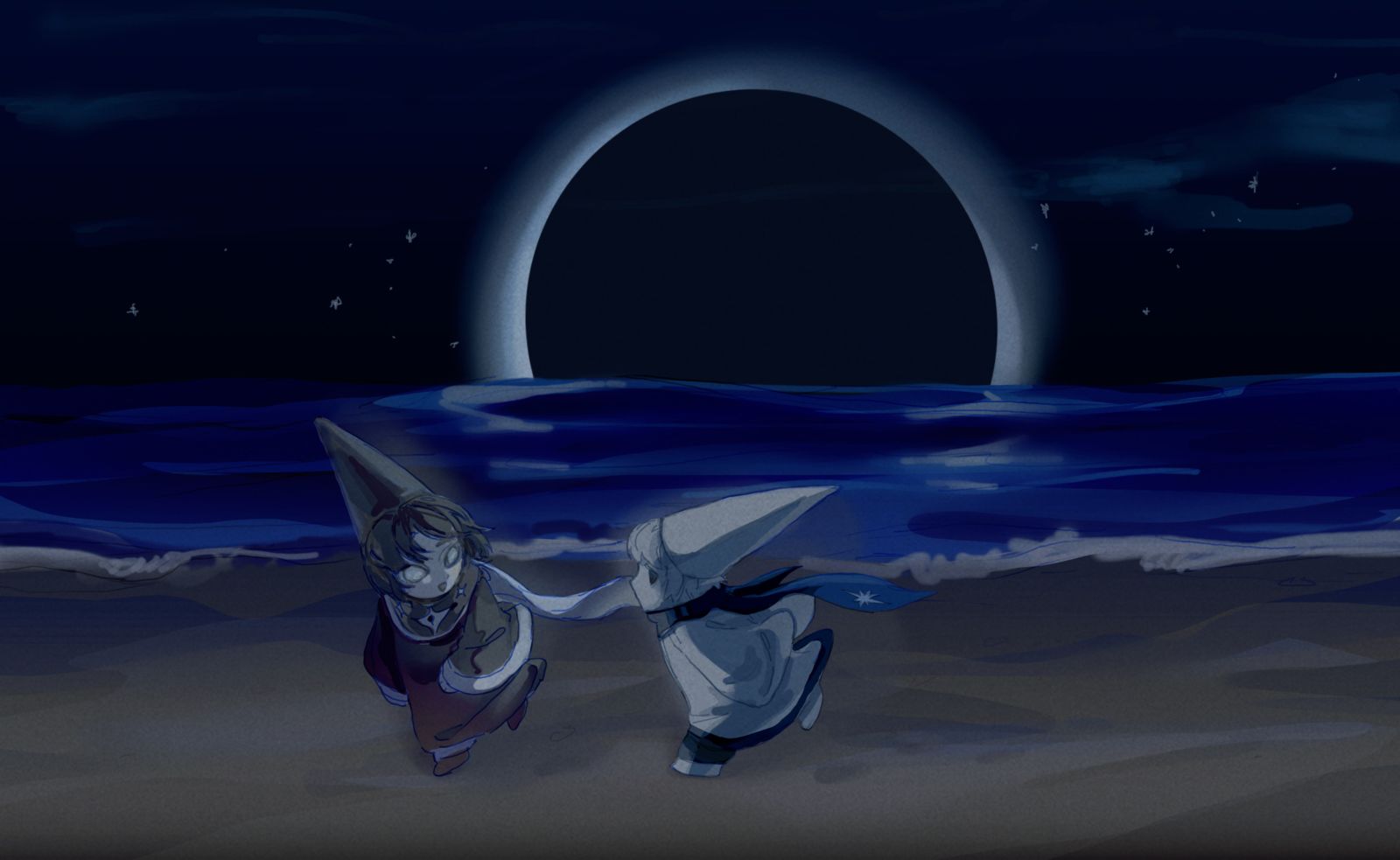 淹没一切的蓝色心脏插画图片壁纸