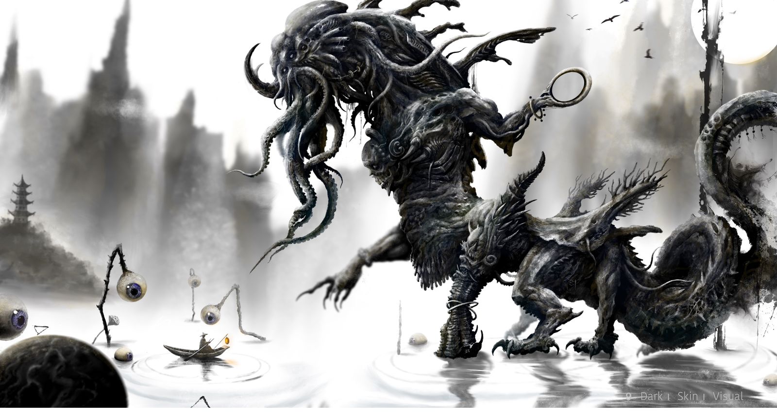 暗黑插画｜克苏鲁的噩梦