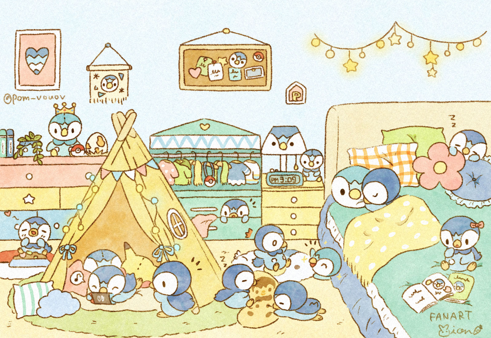 ポッチャマがいーっぱいのお部屋