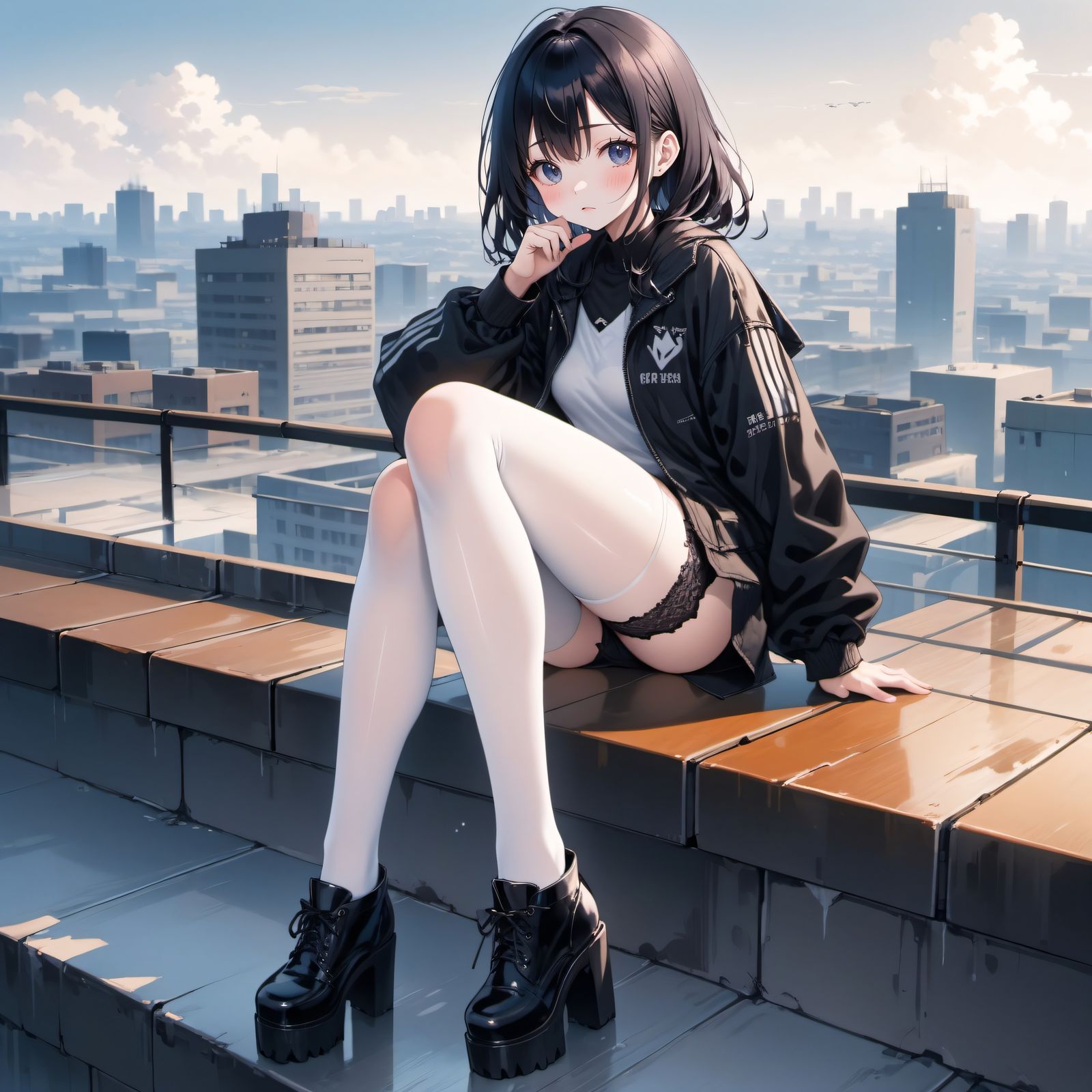 可爱的女生-二次元大模型黑色衣服